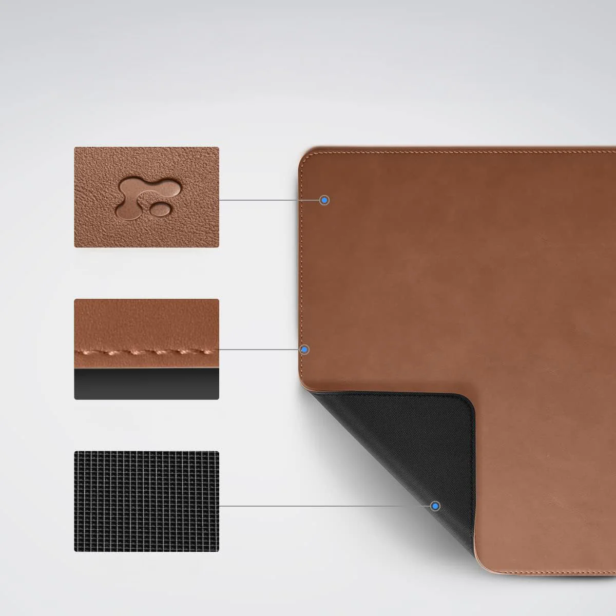 Öko-Leder-Schreibtisch/Mausunterlage, Spigen LD302, Braun - Image 4