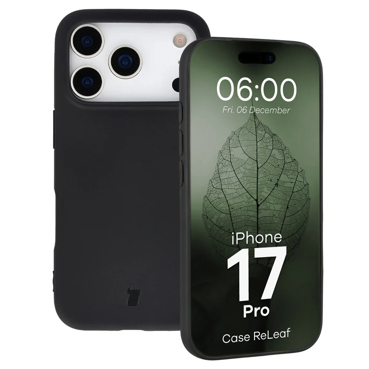 Recycelte Handyhülle Bizon ReLeaf für iPhone 17 Pro, Schwarz