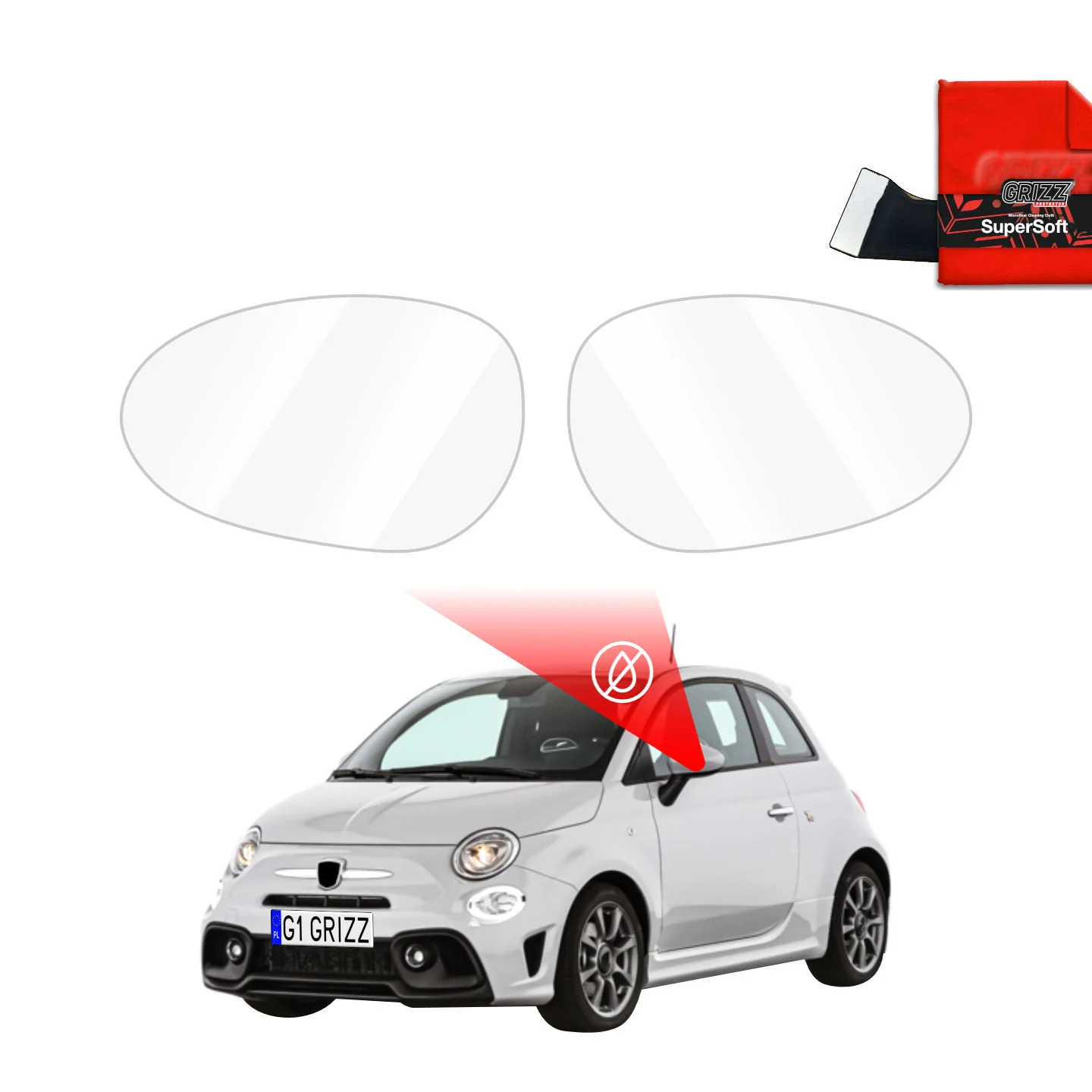 Regenschutzfolie Grizz Protector für Außenspiegel - Abarth 695 (2016-2022)