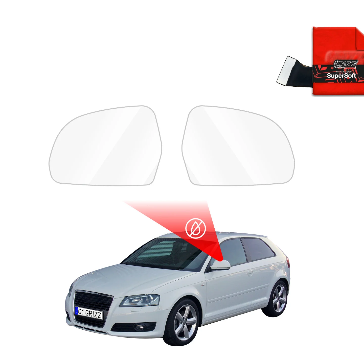 Regenschutzfolie Grizz Protector für Außenspiegel - Audi A3 8P Hatchback 3D (2003-2008)