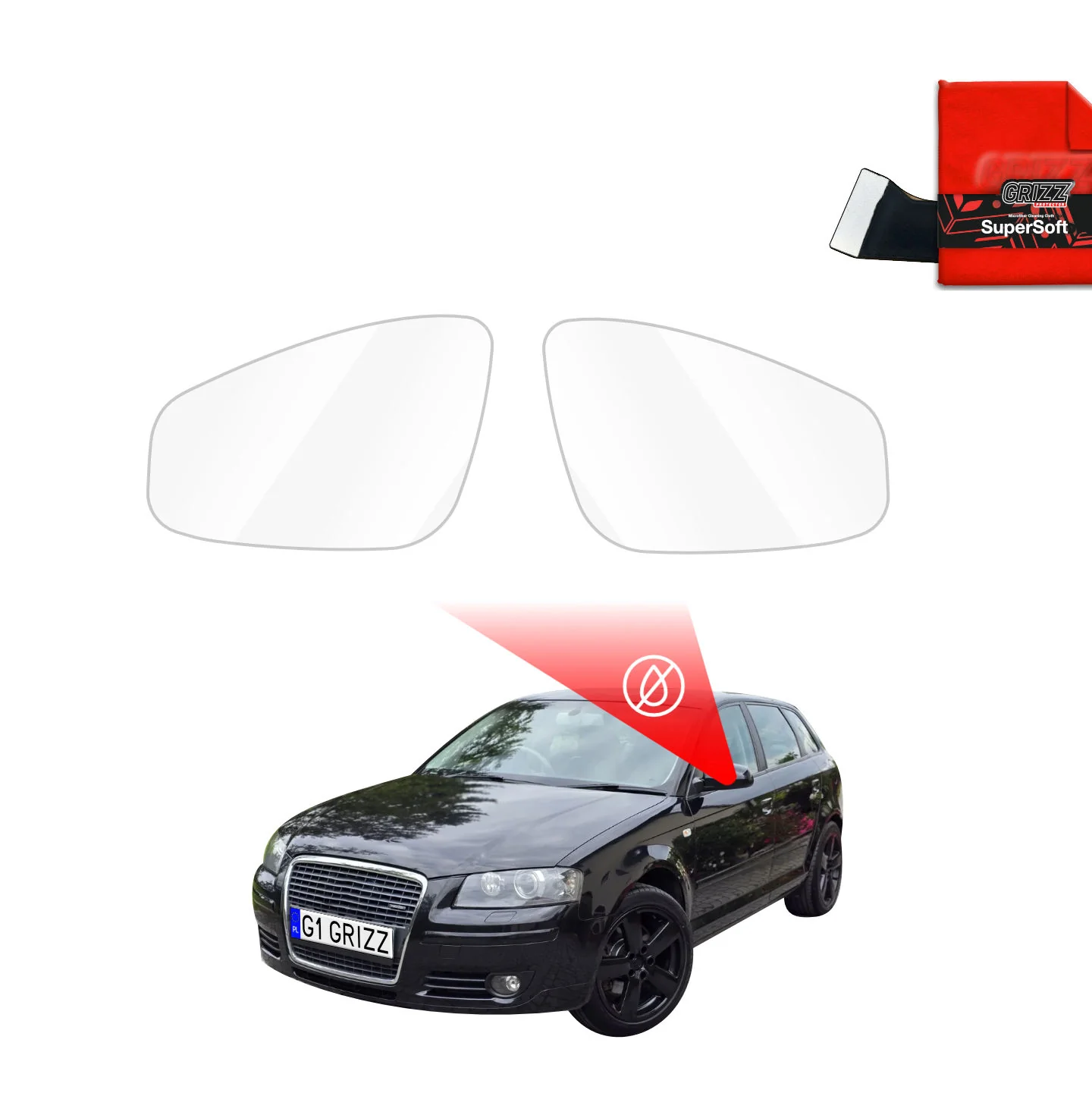 Regenschutzfolie Grizz Protector für Außenspiegel - Audi A3 8P Hatchback 5D (2003-2008)