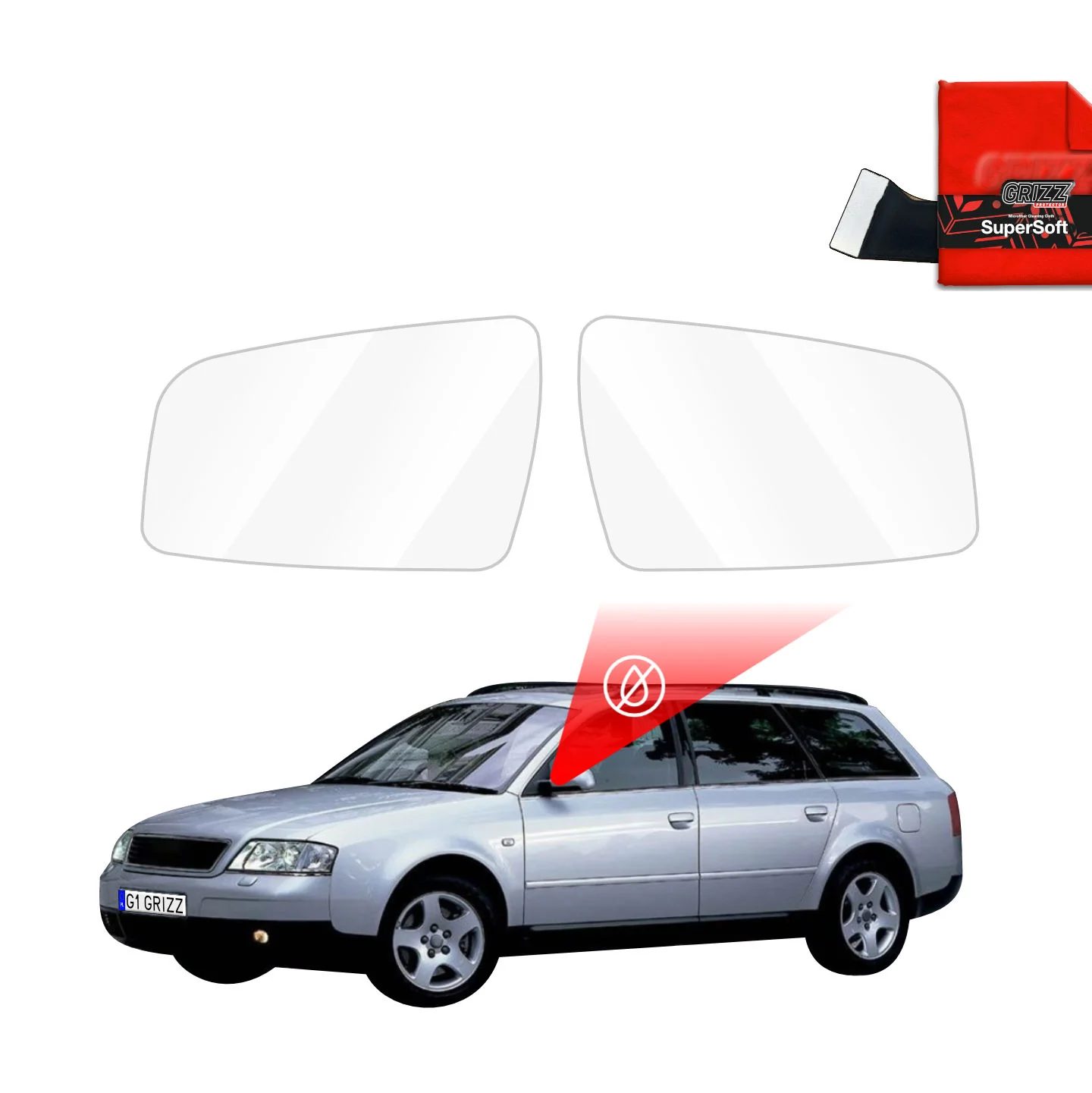Regenschutzfolie Grizz Protector für Außenspiegel - Audi A6 C5 Avant (1998-2004)