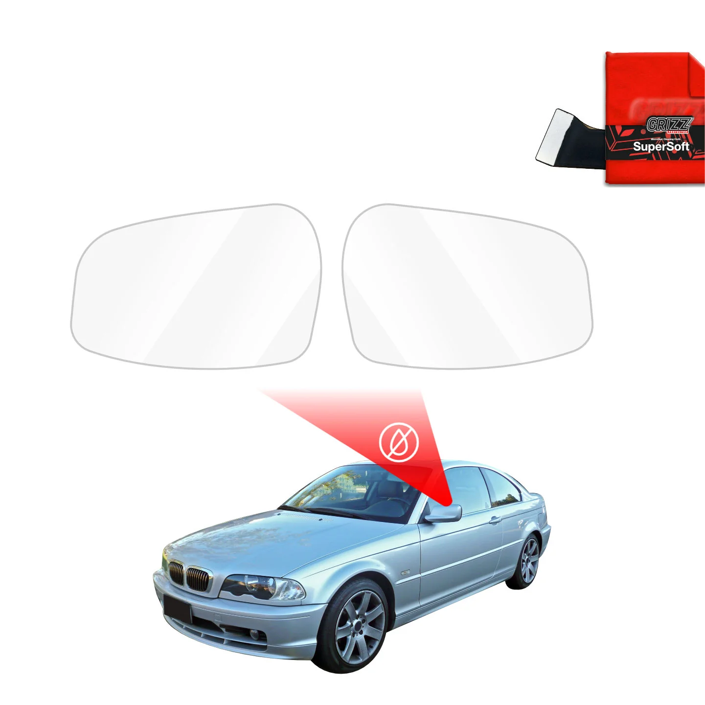 Regenschutzfolie Grizz Protector für Außenspiegel - BMW 3 E46 Coupe Pre-LCI (1999-2002)