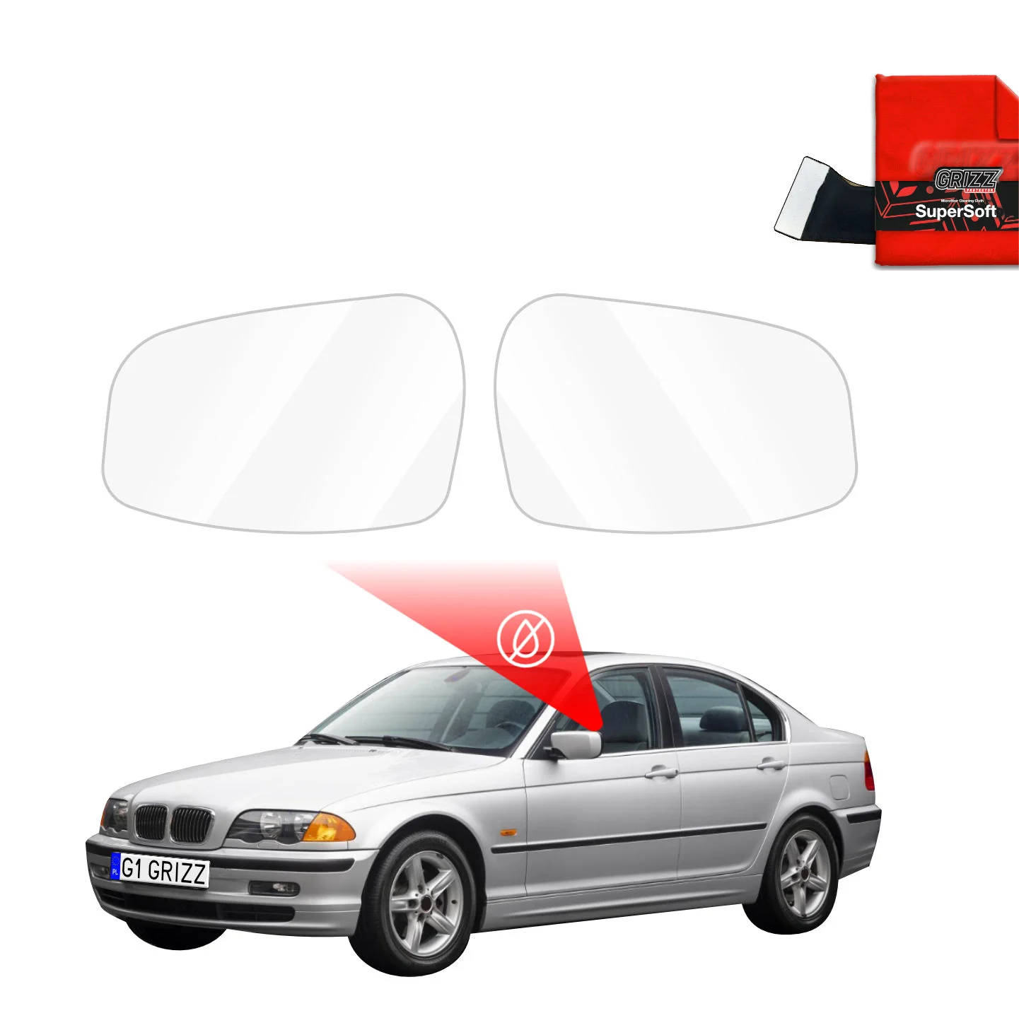Regenschutzfolie Grizz Protector für Außenspiegel - BMW 3 E46 Sedan Pre-LCI (1998-2001)