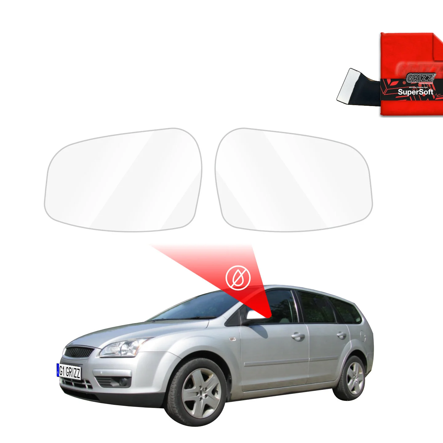 Regenschutzfolie Grizz Protector für Außenspiegel - Ford Focus Mk2 Kombi (2004-2007)