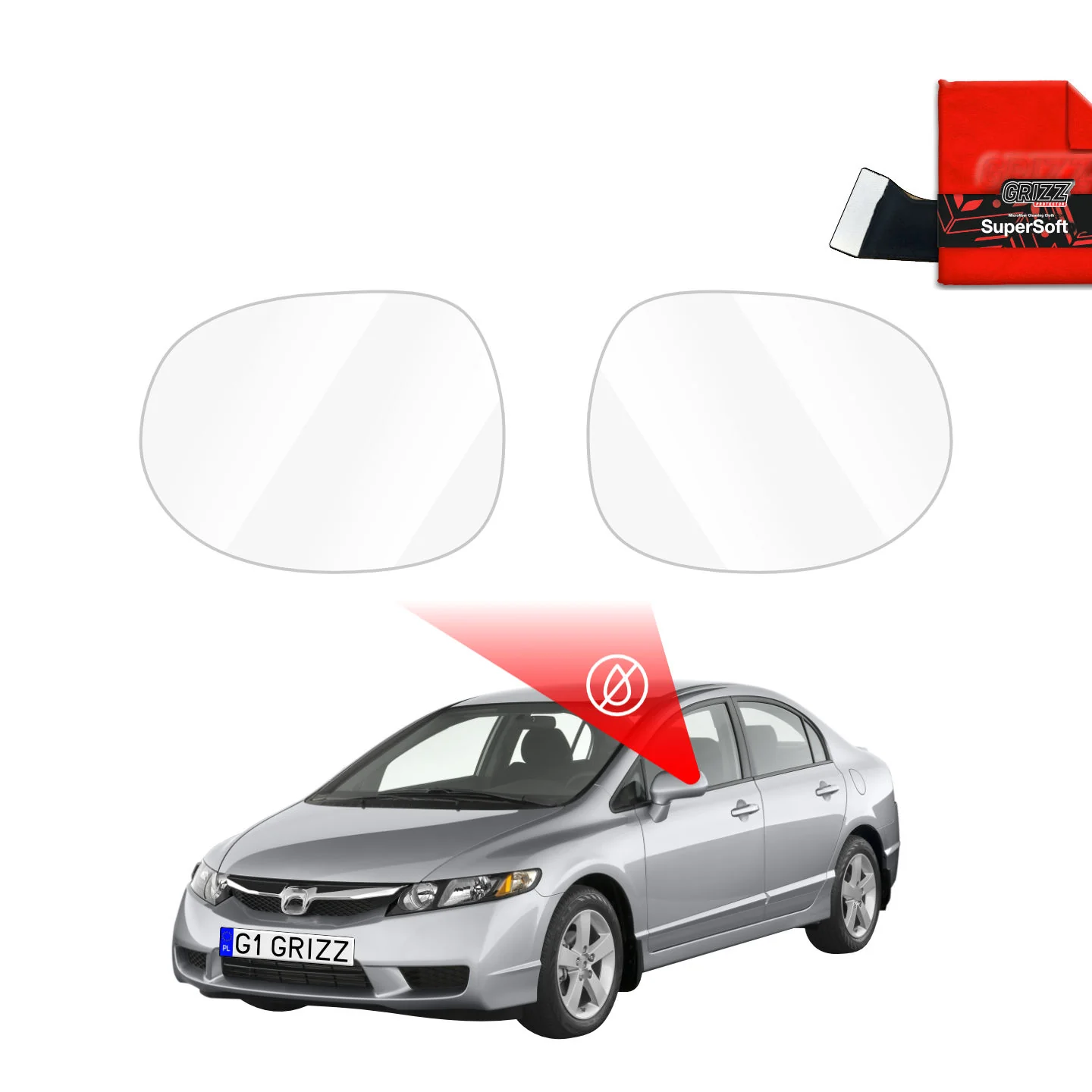 Regenschutzfolie Grizz Protector für Außenspiegel - Honda Civic 8 (2006-2011)
