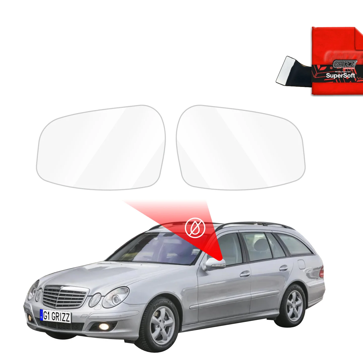 Regenschutzfolie Grizz Protector für Außenspiegel - Mercedes Benz E Klasse S211 Kombi (2002-2009)