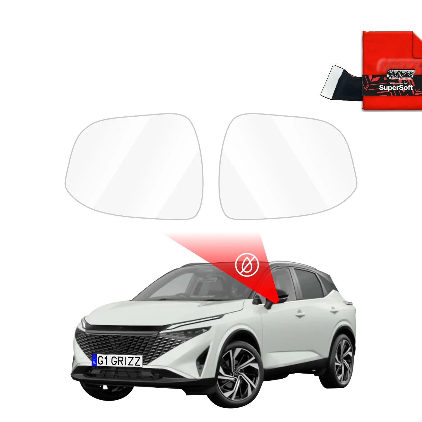 Regenschutzfolie Grizz Protector für Außenspiegel - Nissan Qashqai 3 Facelift (2024-2025)