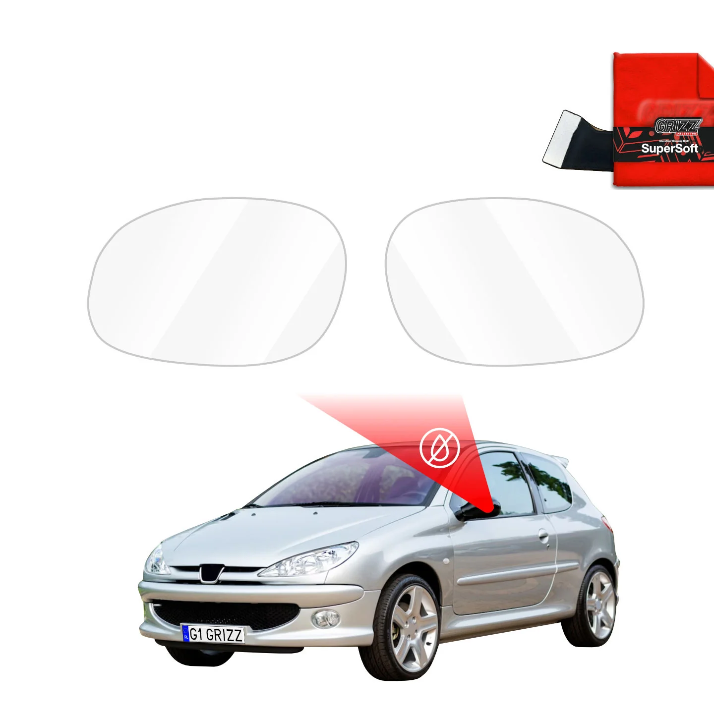 Regenschutzfolie Grizz Protector für Außenspiegel - Peugeot 206 (2003-2012)