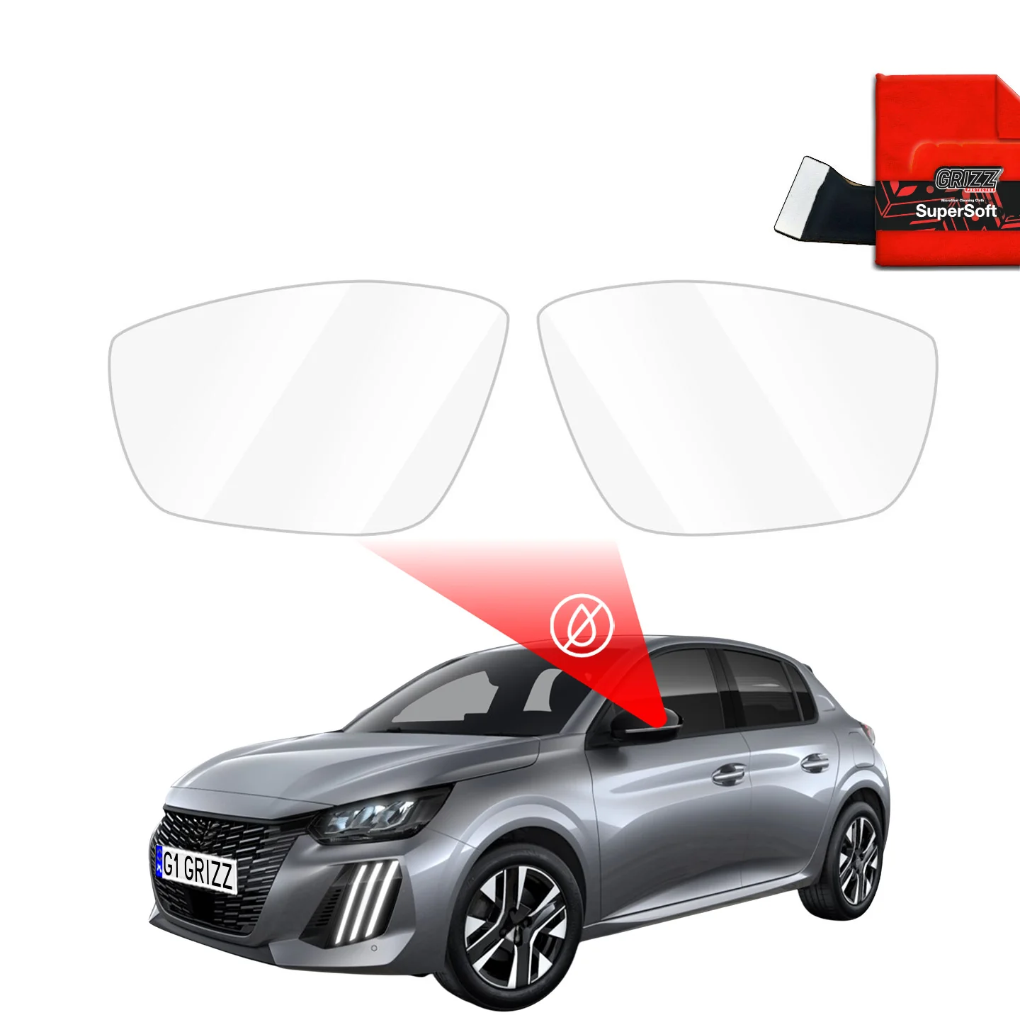 Regenschutzfolie Grizz Protector für Außenspiegel - Peugeot 208 2 (2019-2025)