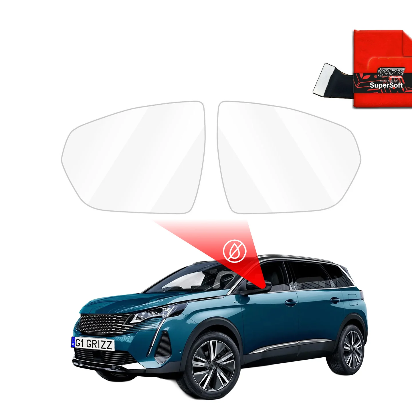 Regenschutzfolie Grizz Protector für Außenspiegel - Peugeot 5008 2 (2017-2024)