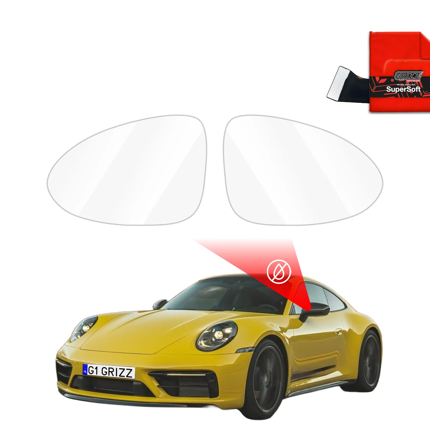 Regenschutzfolie Grizz Protector für Außenspiegel - Porsche 911 992 (2024-2025)