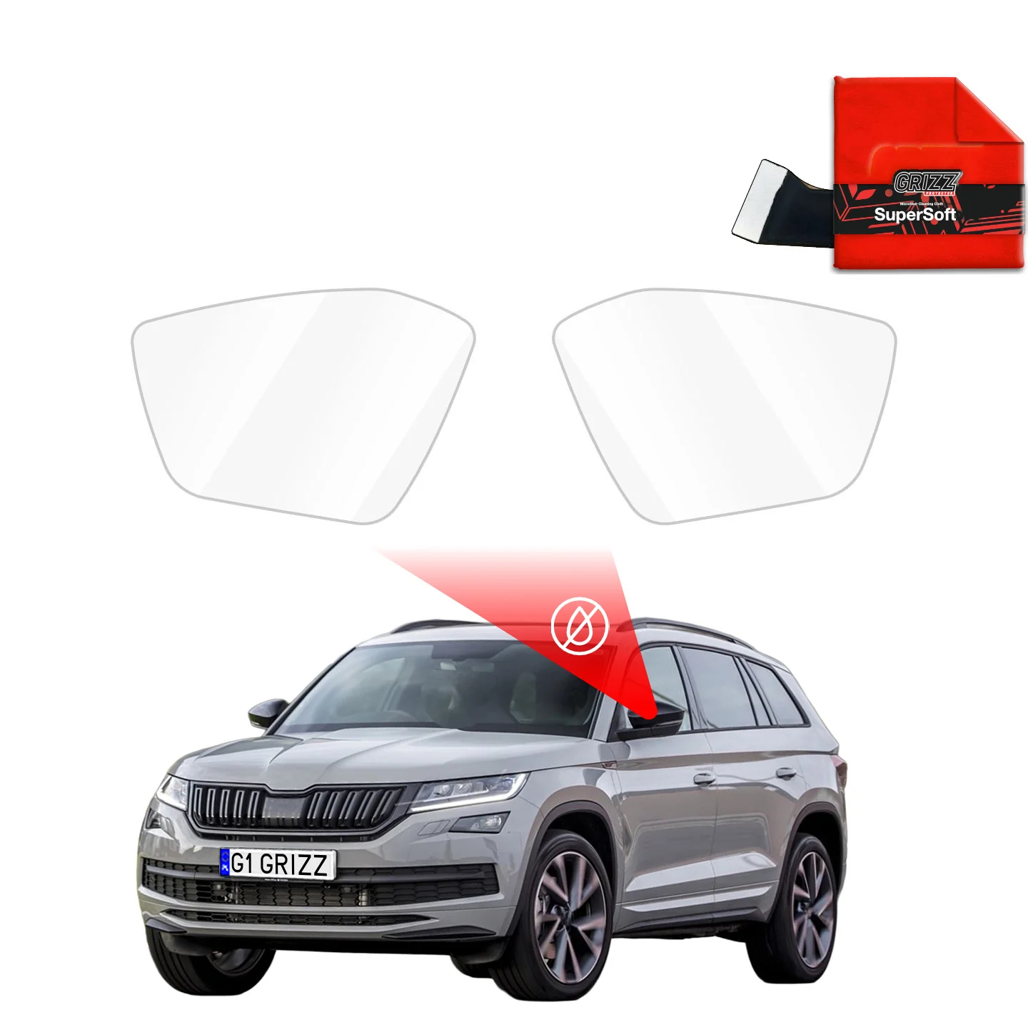Regenschutzfolie Grizz Protector für Außenspiegel - Skoda Kodiaq (2016-2021)