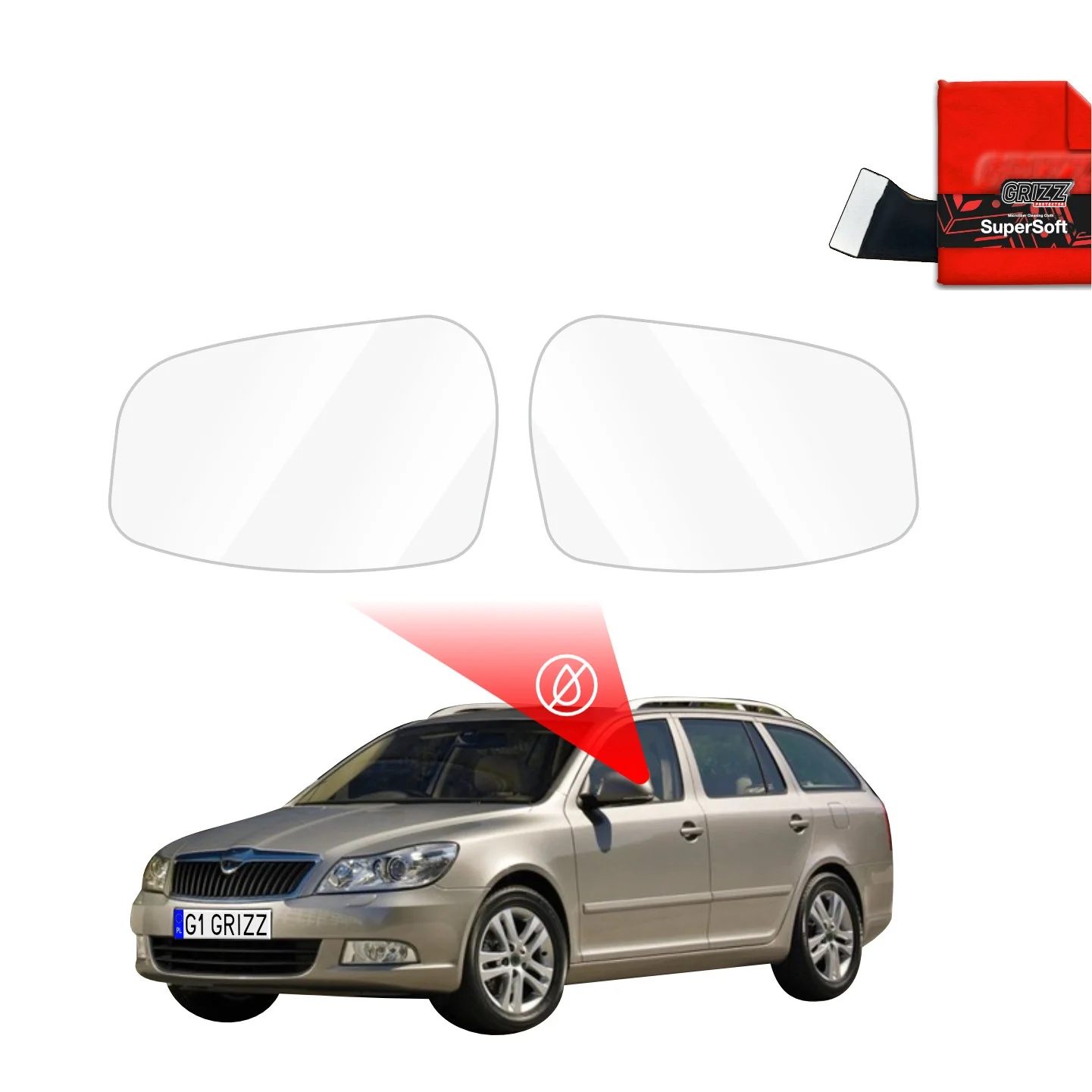 Regenschutzfolie Grizz Protector für Außenspiegel - Skoda Octavia 2 Kombi Facelifting (2008-2013)