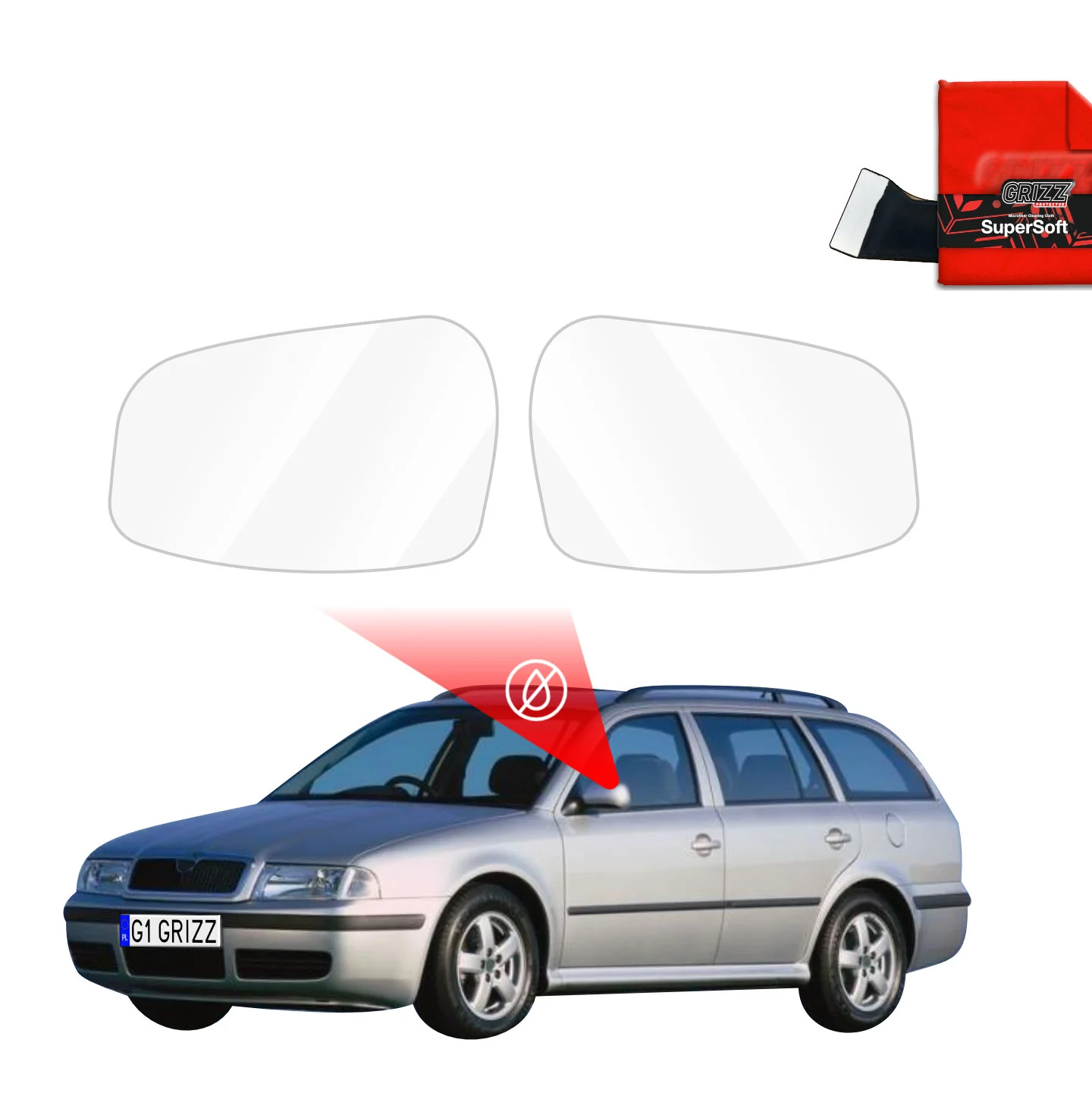 Regenschutzfolie Grizz Protector für Außenspiegel - Skoda Octavia Kombi (1996-2010)