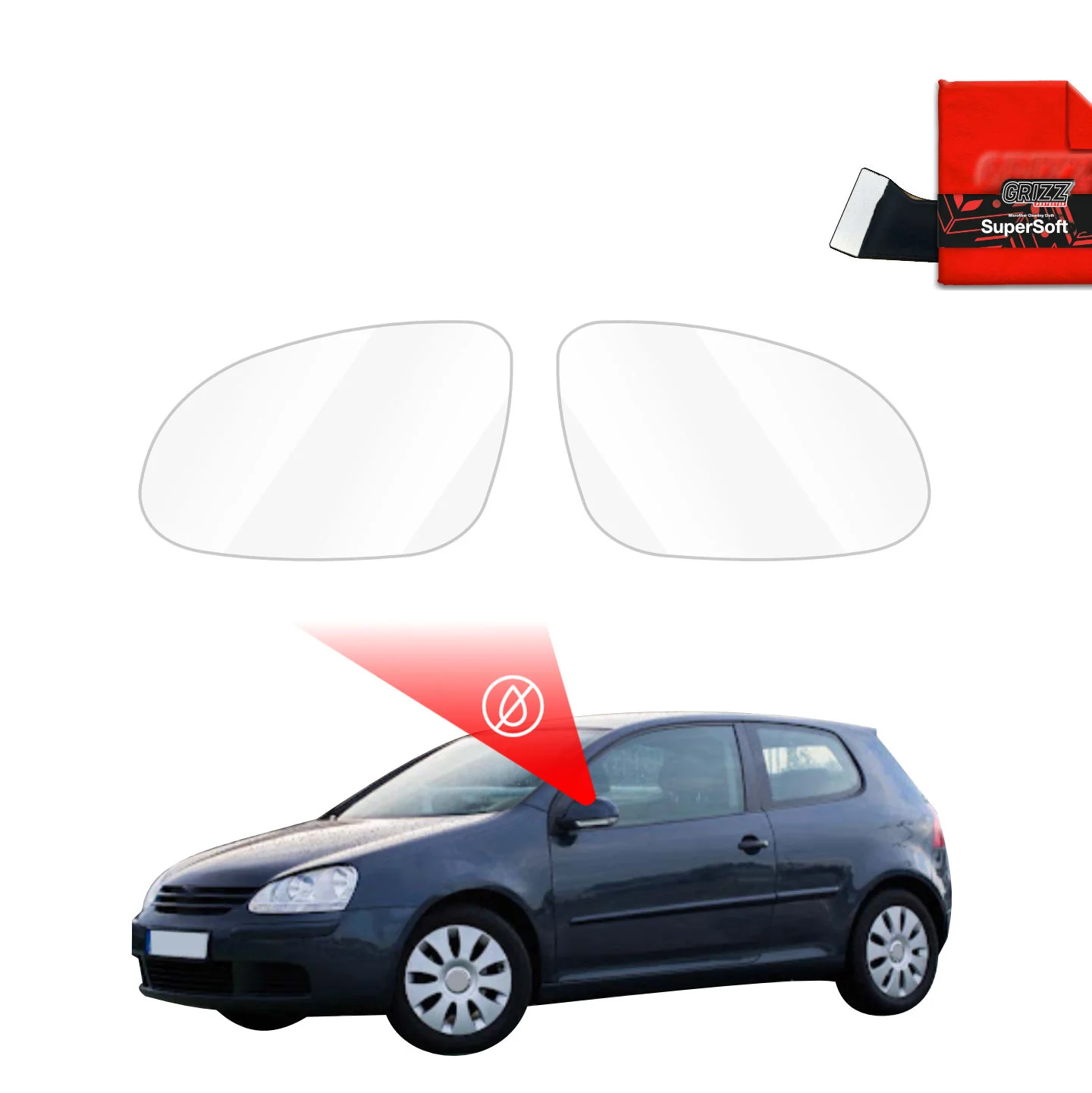 Regenschutzfolie Grizz Protector für Außenspiegel - Volkswagen Golf 5 Hatchback 3D (2003-2009)