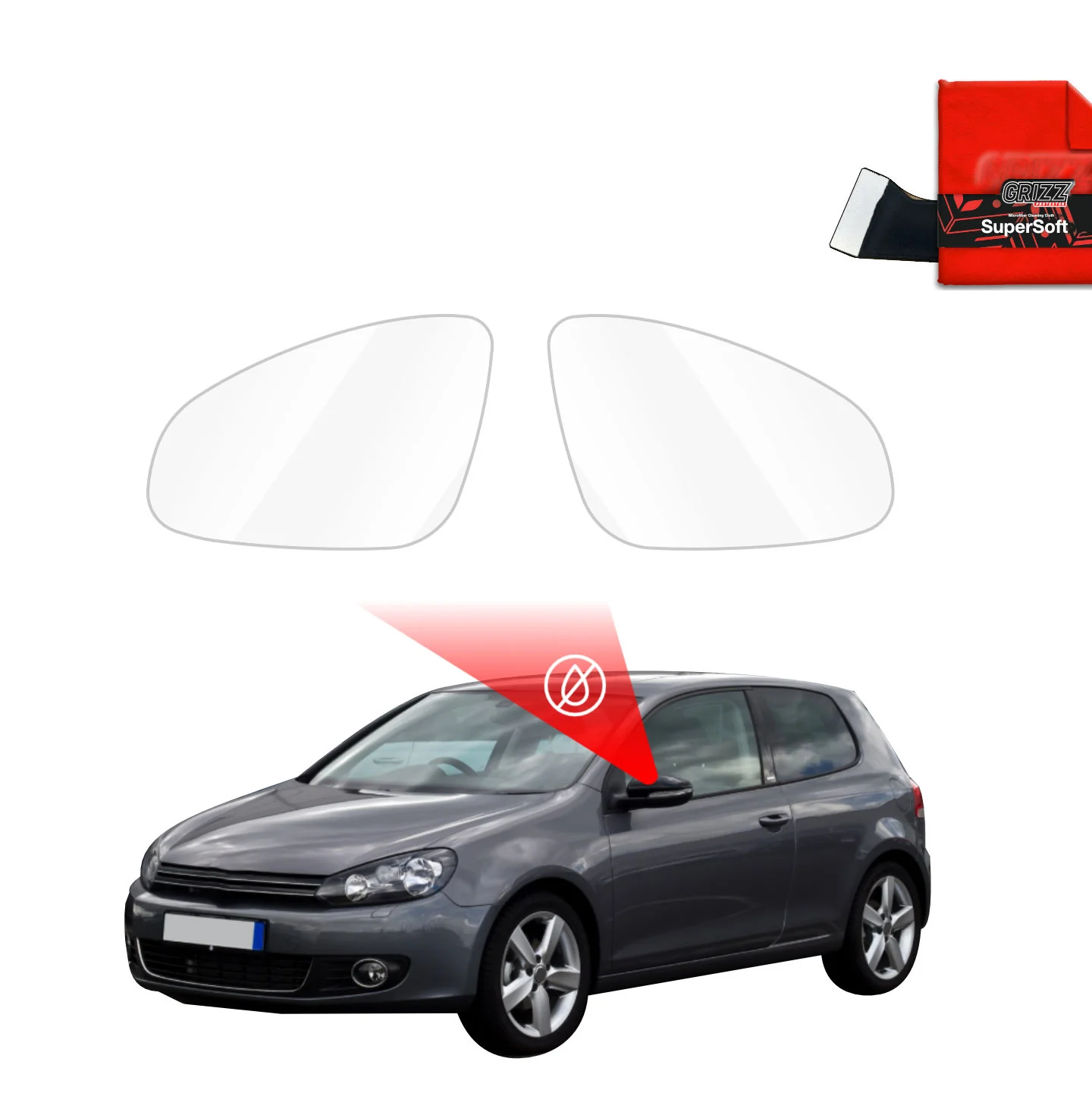 Regenschutzfolie Grizz Protector für Außenspiegel - Volkswagen Golf 6 Hatchback 3D (2008-2012)
