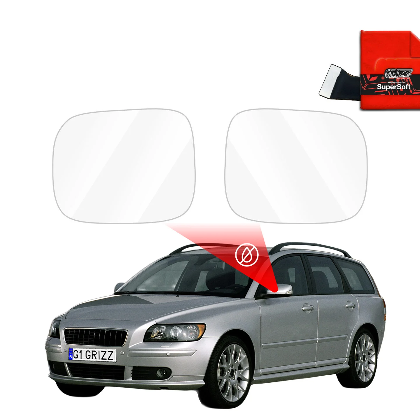 Regenschutzfolie Grizz Protector für Außenspiegel - Volvo V50 (2004-2012)