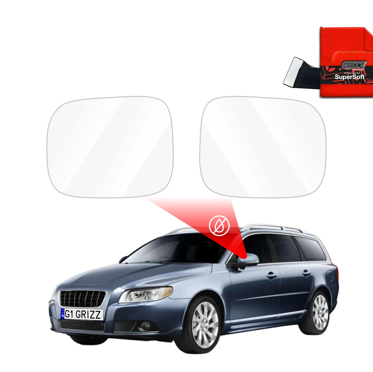 Regenschutzfolie Grizz Protector für Außenspiegel - Volvo V70 (2007-2016)