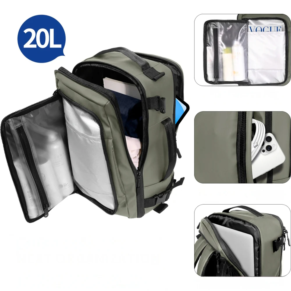 Reiserucksack mit Platz für einen Laptop, 20l, Tech-Protect Defender S50, Grün - Image 5