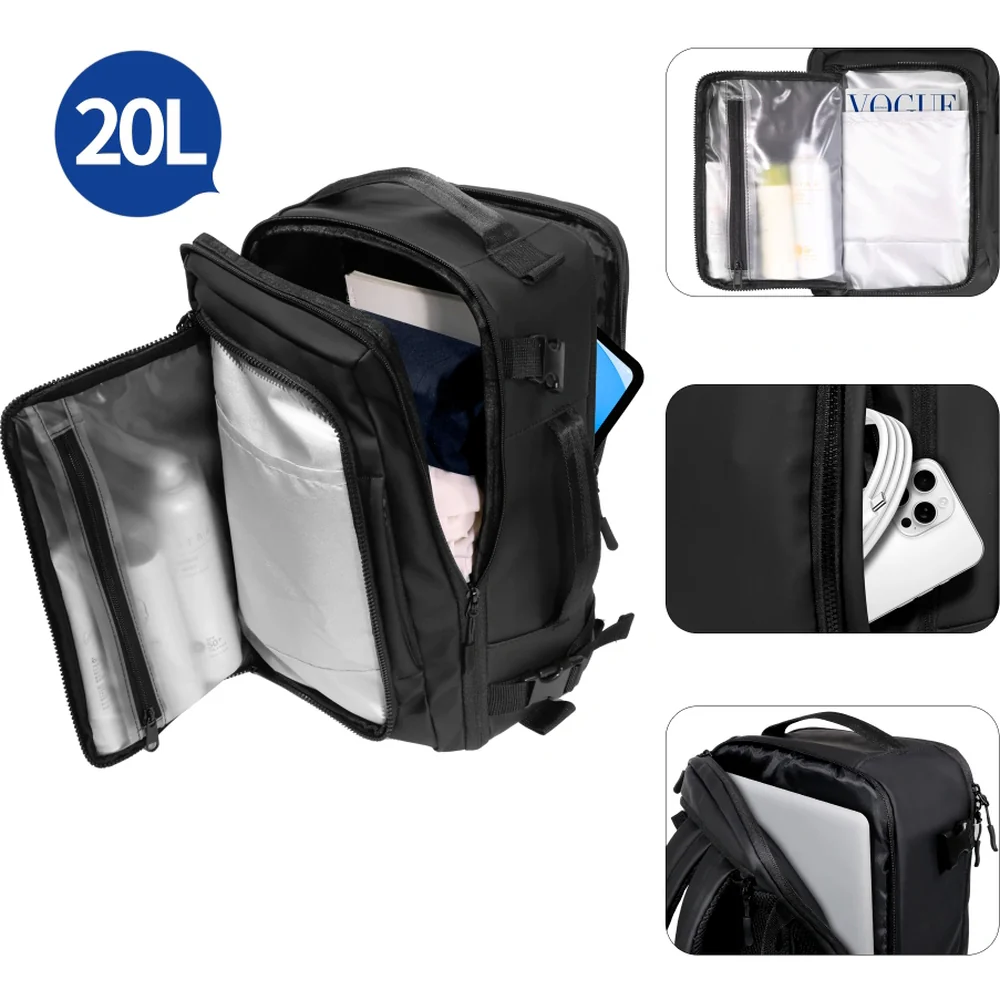 Reiserucksack mit Platz für einen Laptop, 20l, Tech-Protect Defender S50, Schwarz - Image 5