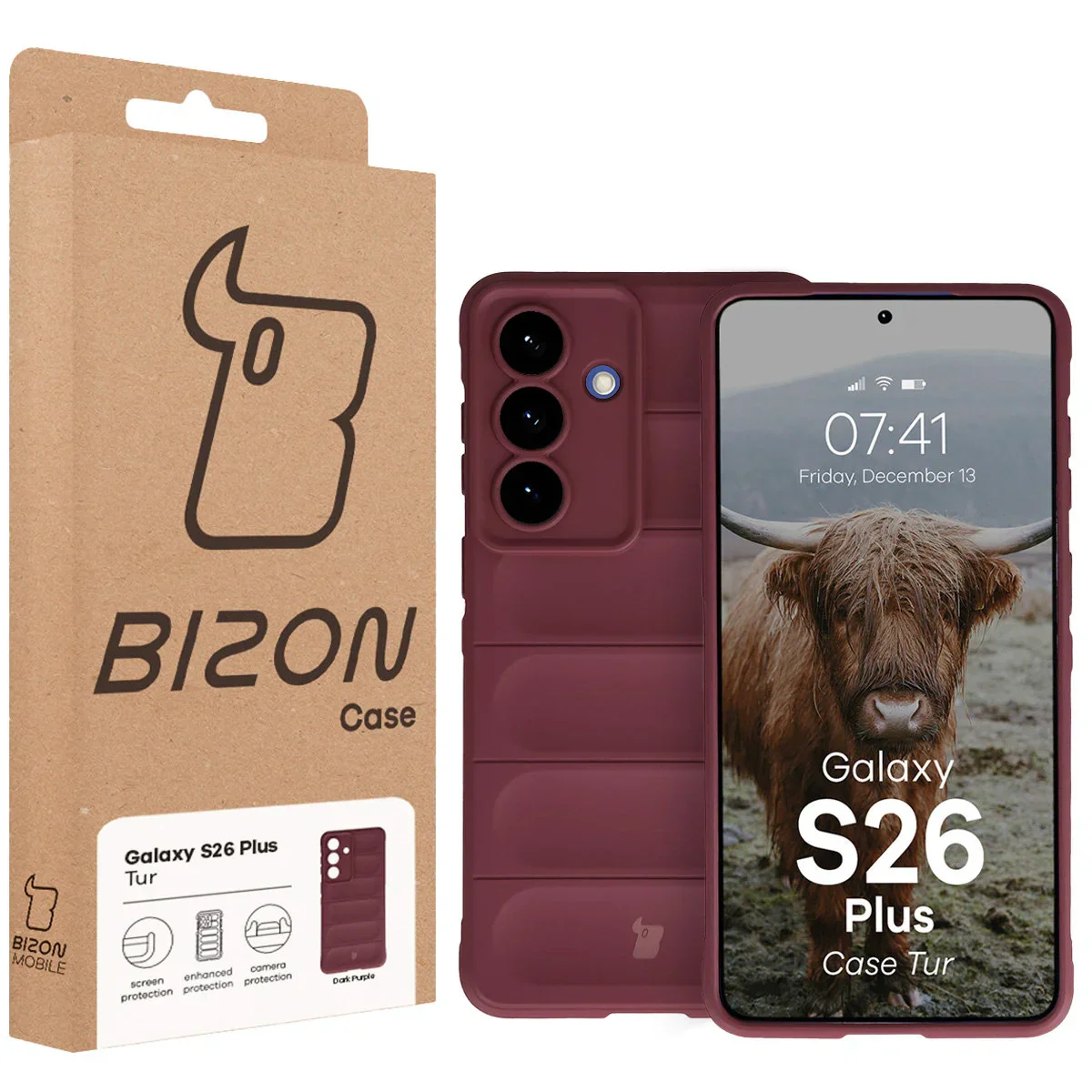 Robuste Handyhülle für Galaxy S26 Plus, Bizon Case Tur, Burgunderrot - Image 8