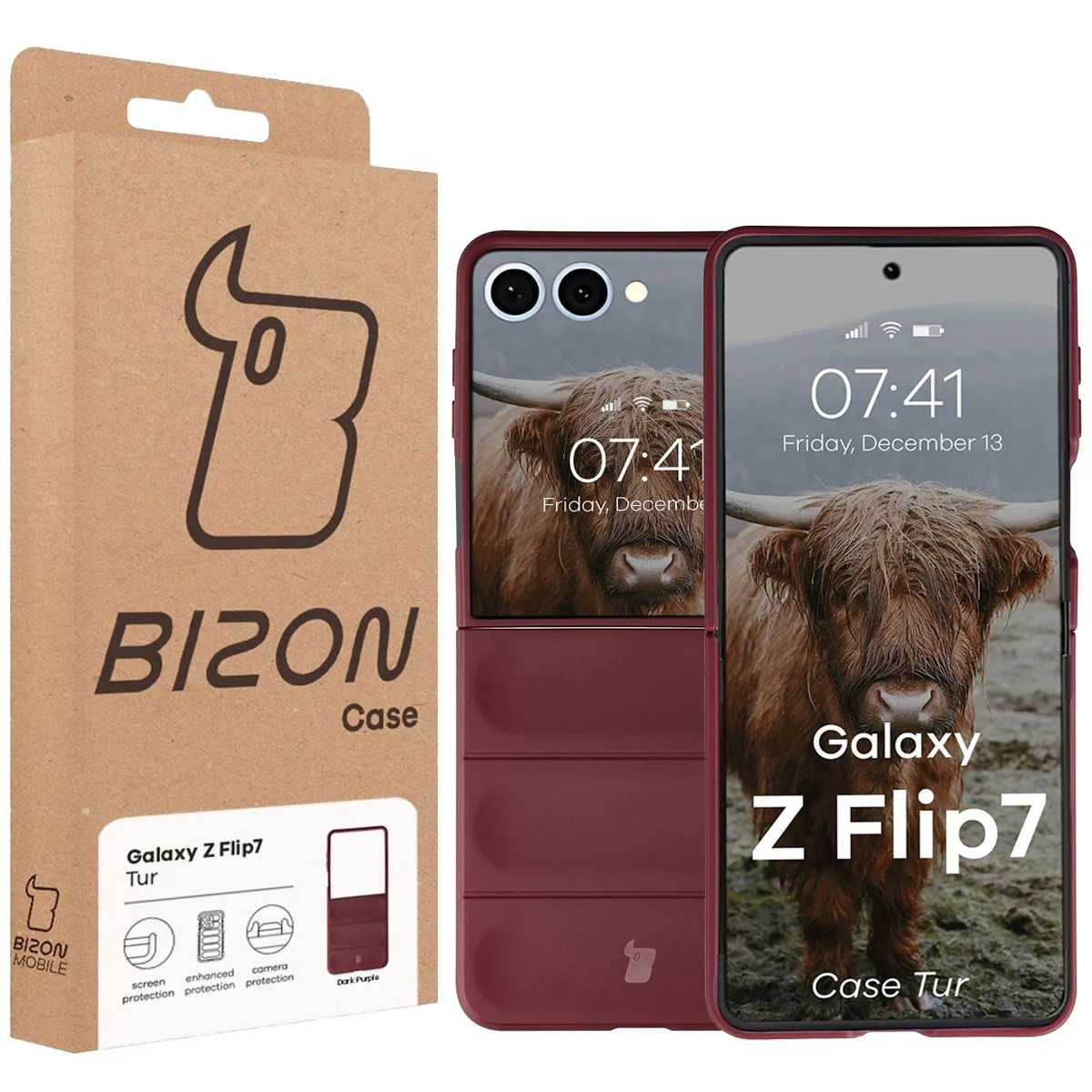 Robuste Handyhülle für Galaxy Z Flip7, Bizon Case Tur, Burgunderrot - Image 7
