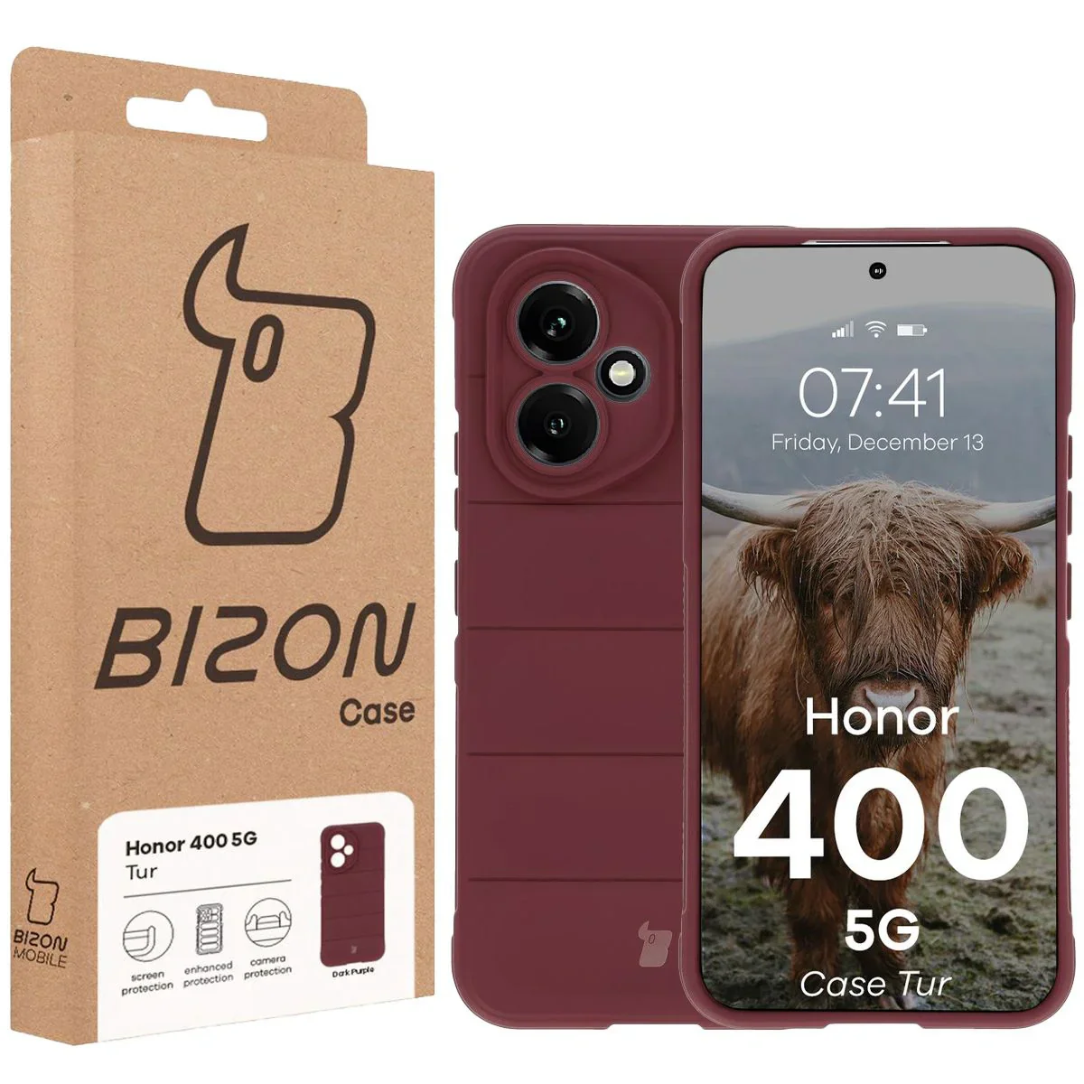 Robuste Handyhülle für Honor 400, Bizon Case Tur, Burgunderrot - Image 8
