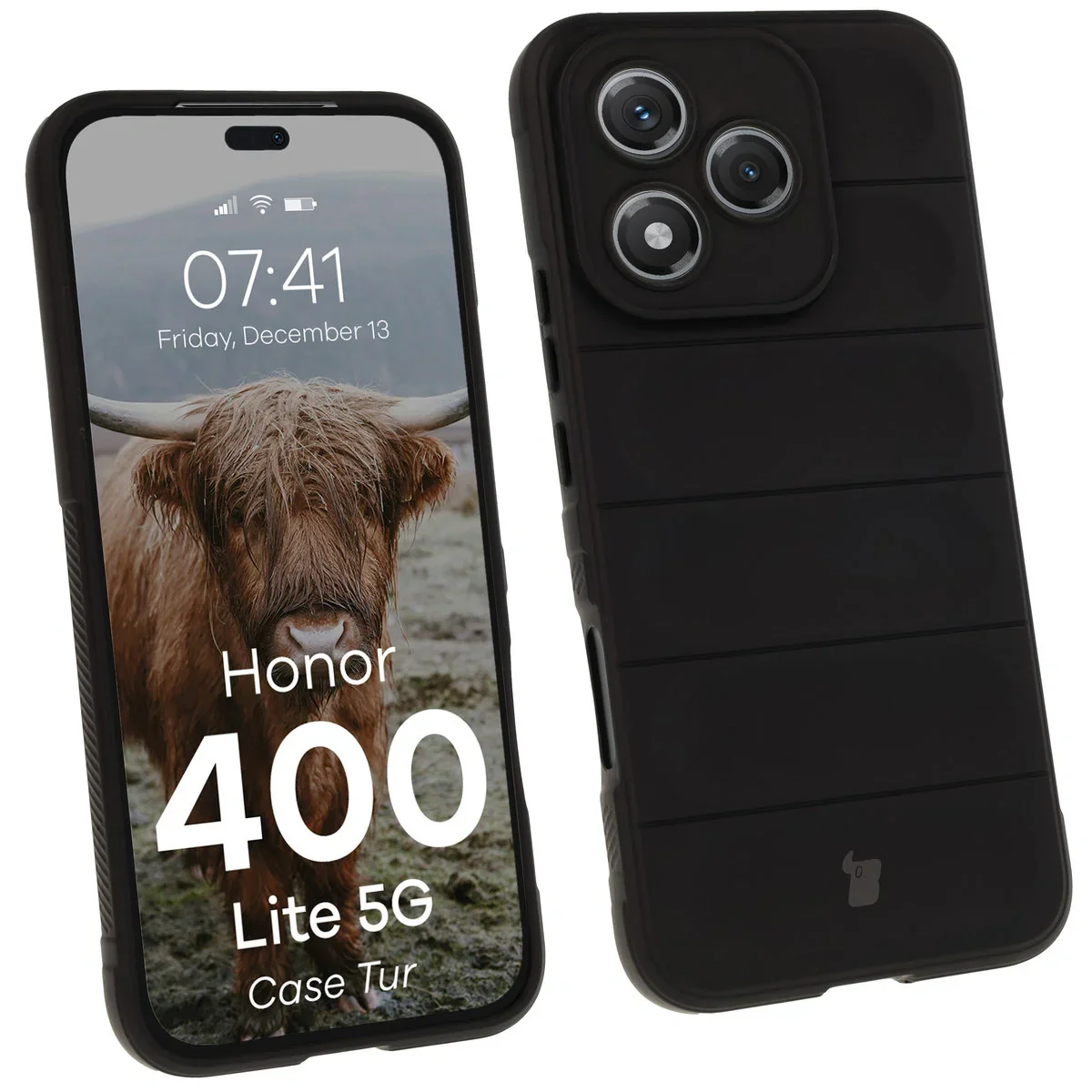 Robuste Handyhülle für Honor 400 Lite, Bizon Case Tur, Schwarz
