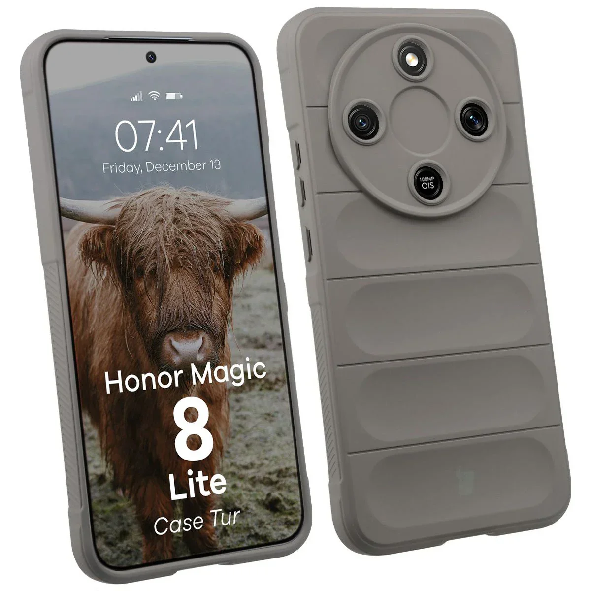 Robuste Handyhülle für Honor Magic8 Lite, Bizon Case Tur, Hellgrau