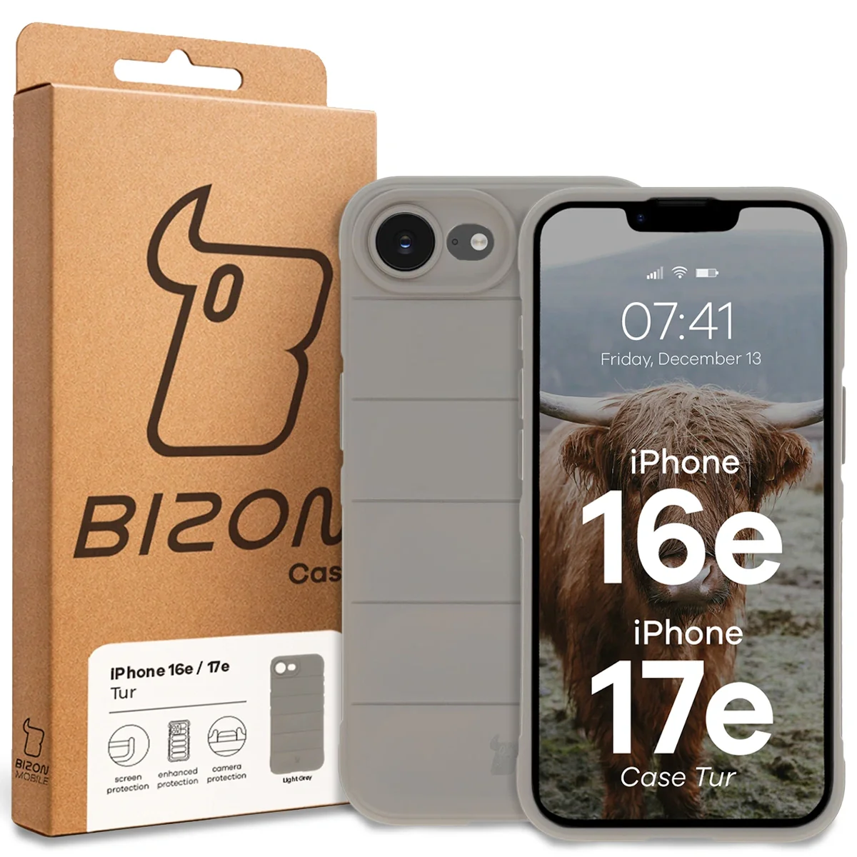 Robuste Handyhülle für iPhone 17e / 16e, Bizon Case Tur, Hellgrau - Image 8