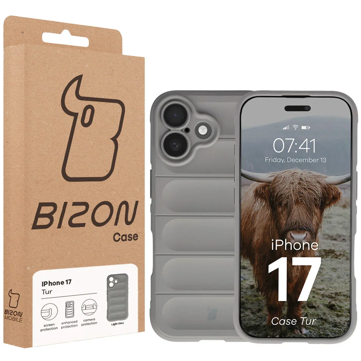 Robuste Handyhülle für iPhone 17, Bizon Case Tur, Hellgrau - Image 8