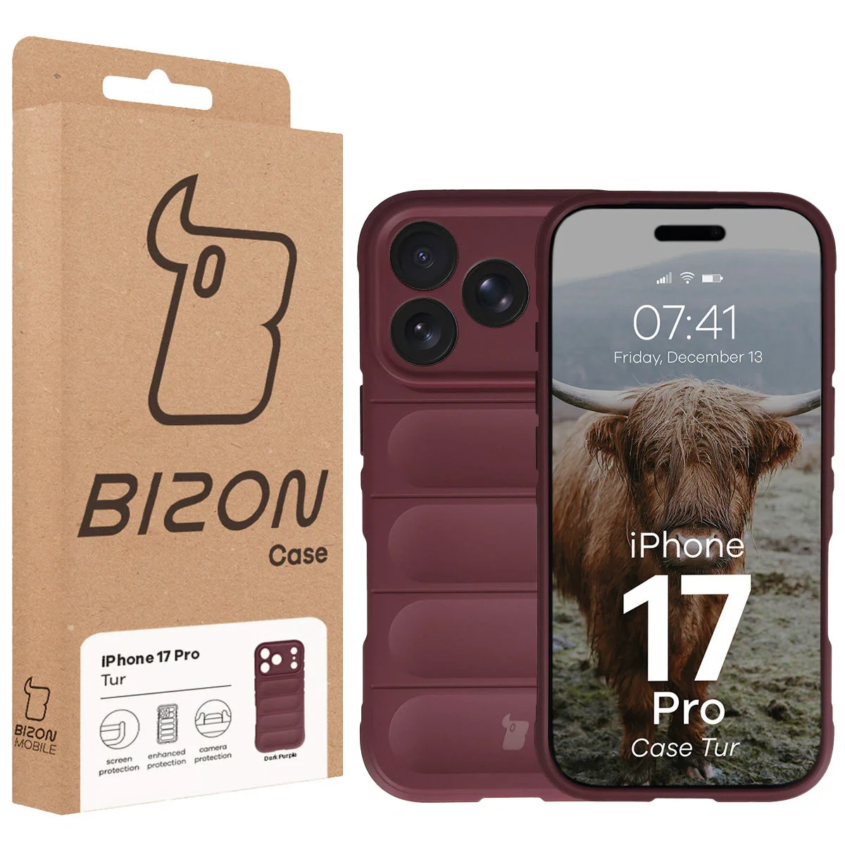 Robuste Handyhülle für iPhone 17 Pro, Bizon Case Tur, Burgunderrot - Image 8