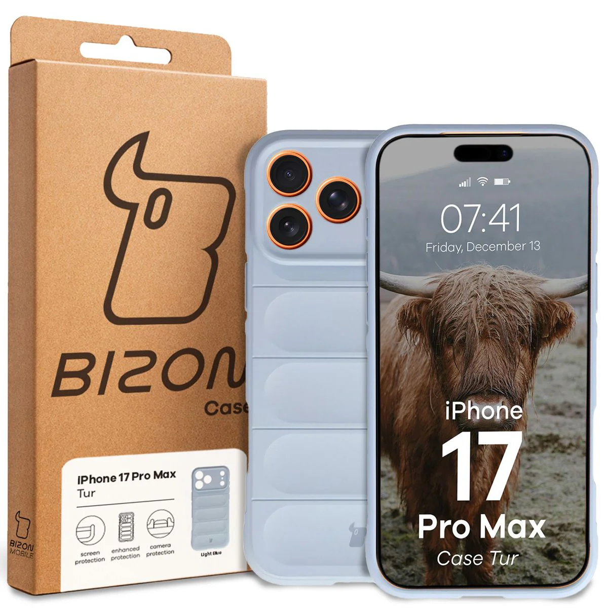 Robuste Handyhülle für iPhone 17 Pro Max, Bizon Case Tur, Hellblau - Image 8