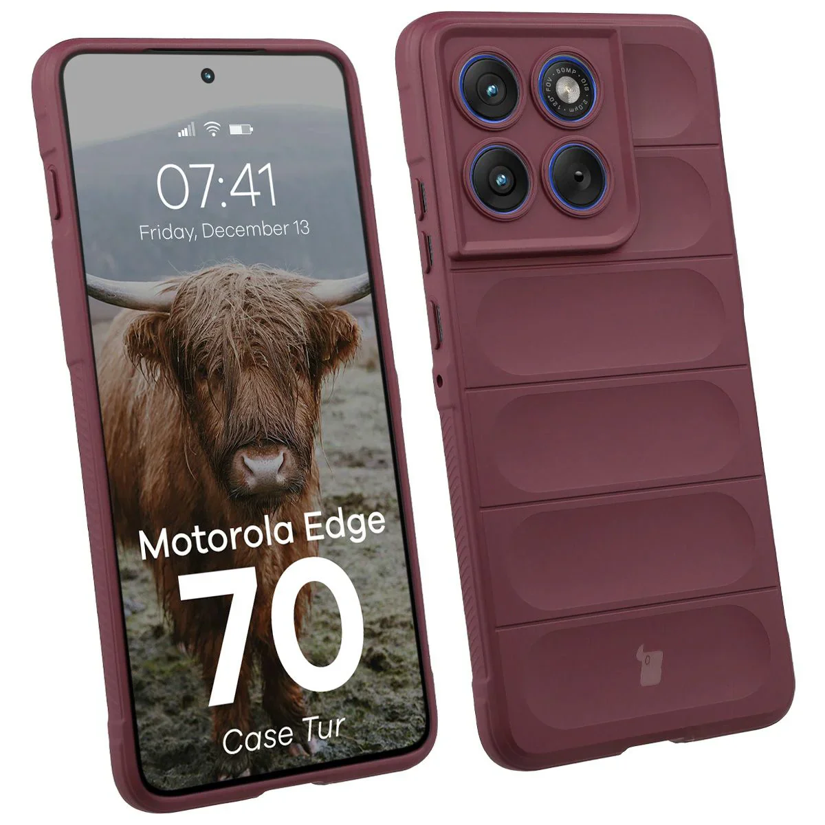 Robuste Handyhülle für Motorola Edge 70, Bizon Case Tur, Burgunderrot