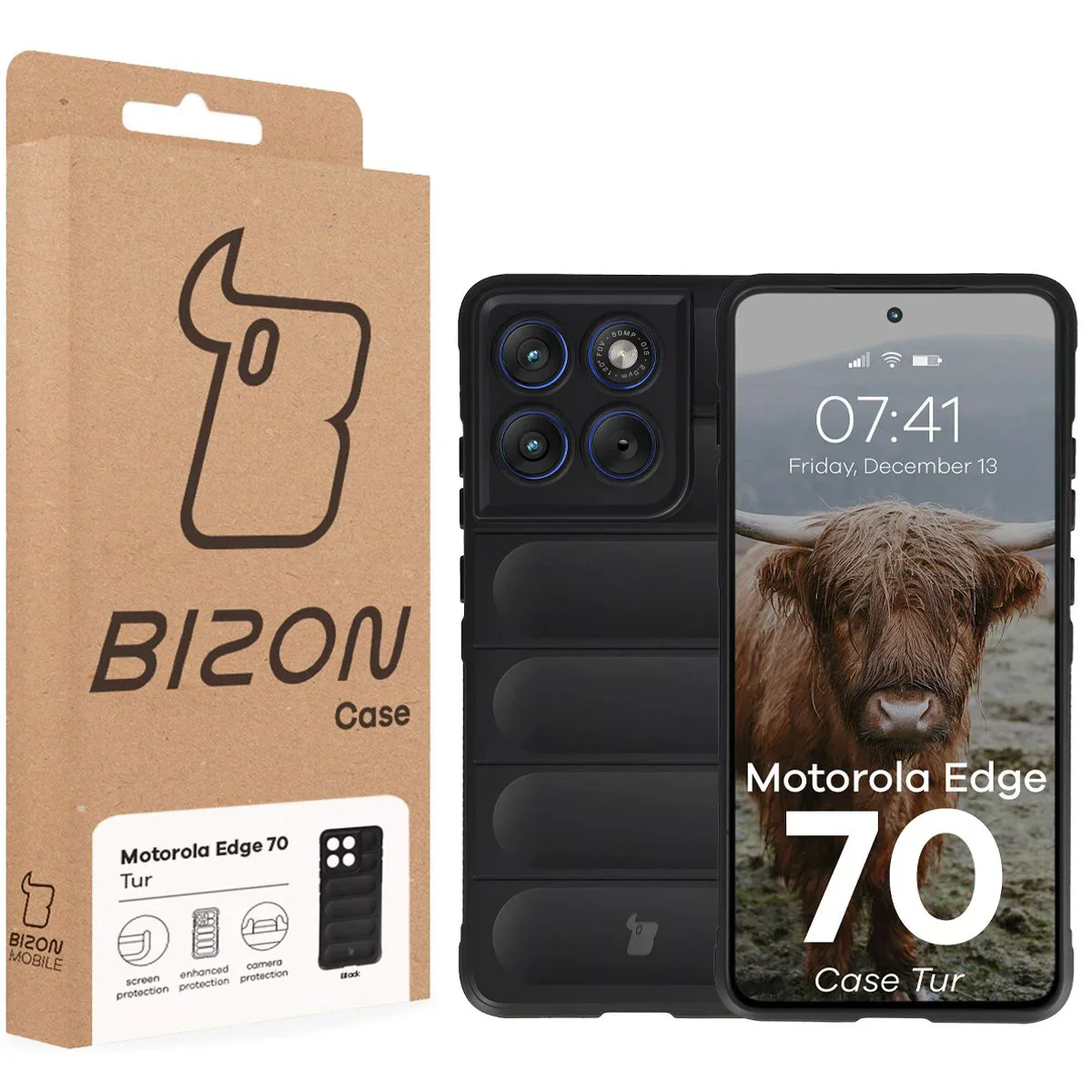 Robuste Handyhülle für Motorola Edge 70, Bizon Case Tur, Schwarz - Image 8