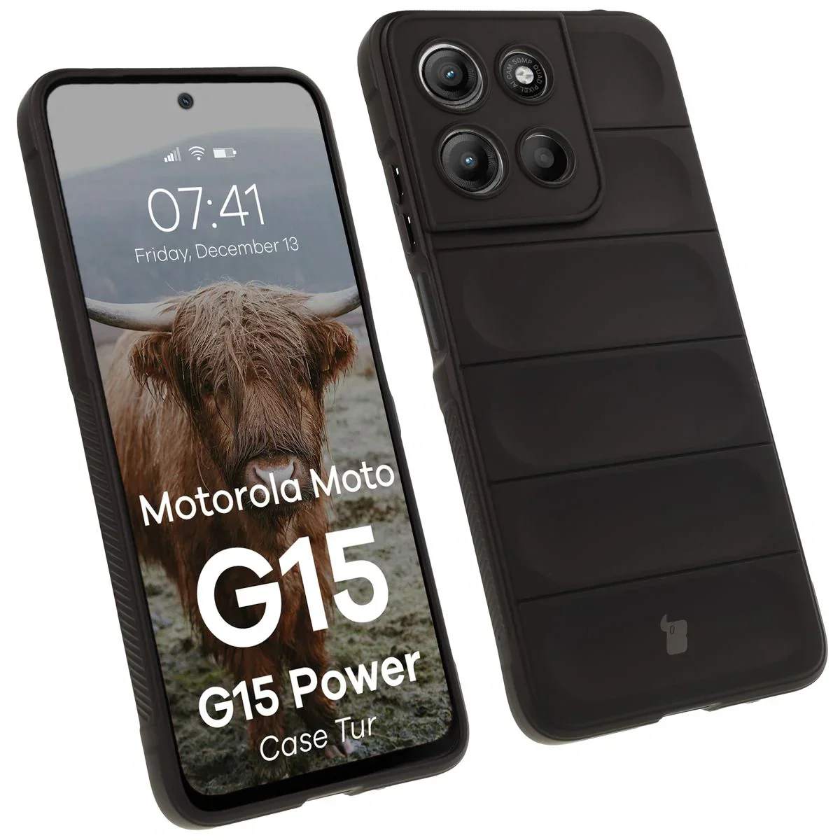 Robuste Handyhülle für Motorola Moto G15 / G15 Power, Bizon Case Tur, Schwarz