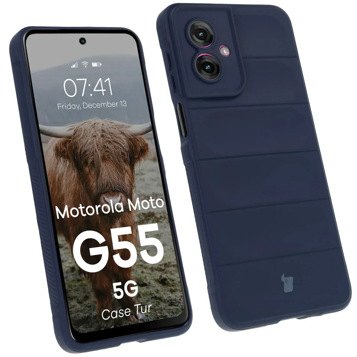 Robuste Handyhülle für Motorola Moto G55 5G, Bizon Case Tur, Dunkelblau