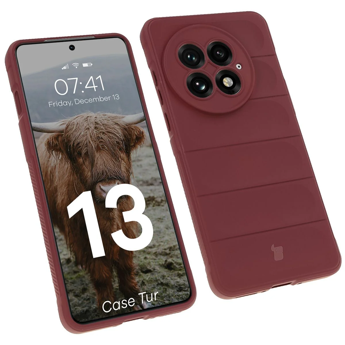 Robuste Handyhülle für OnePlus 13, Bizon Case Tur, Burgunderrot