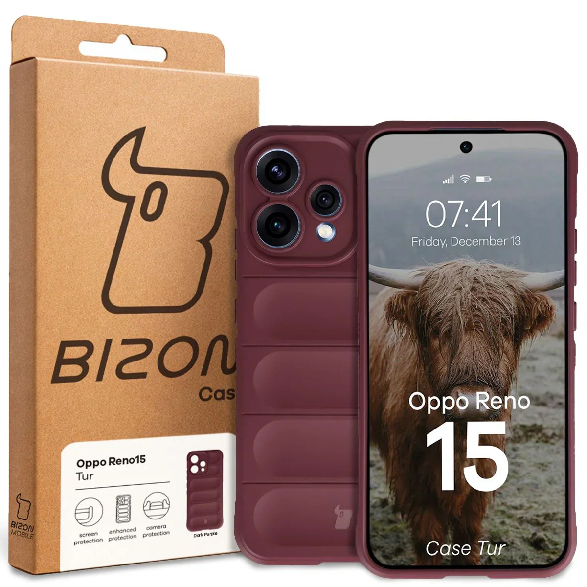 Robuste Handyhülle für Oppo Reno 15, Bizon Case Tur, Burgunderrot - Image 8
