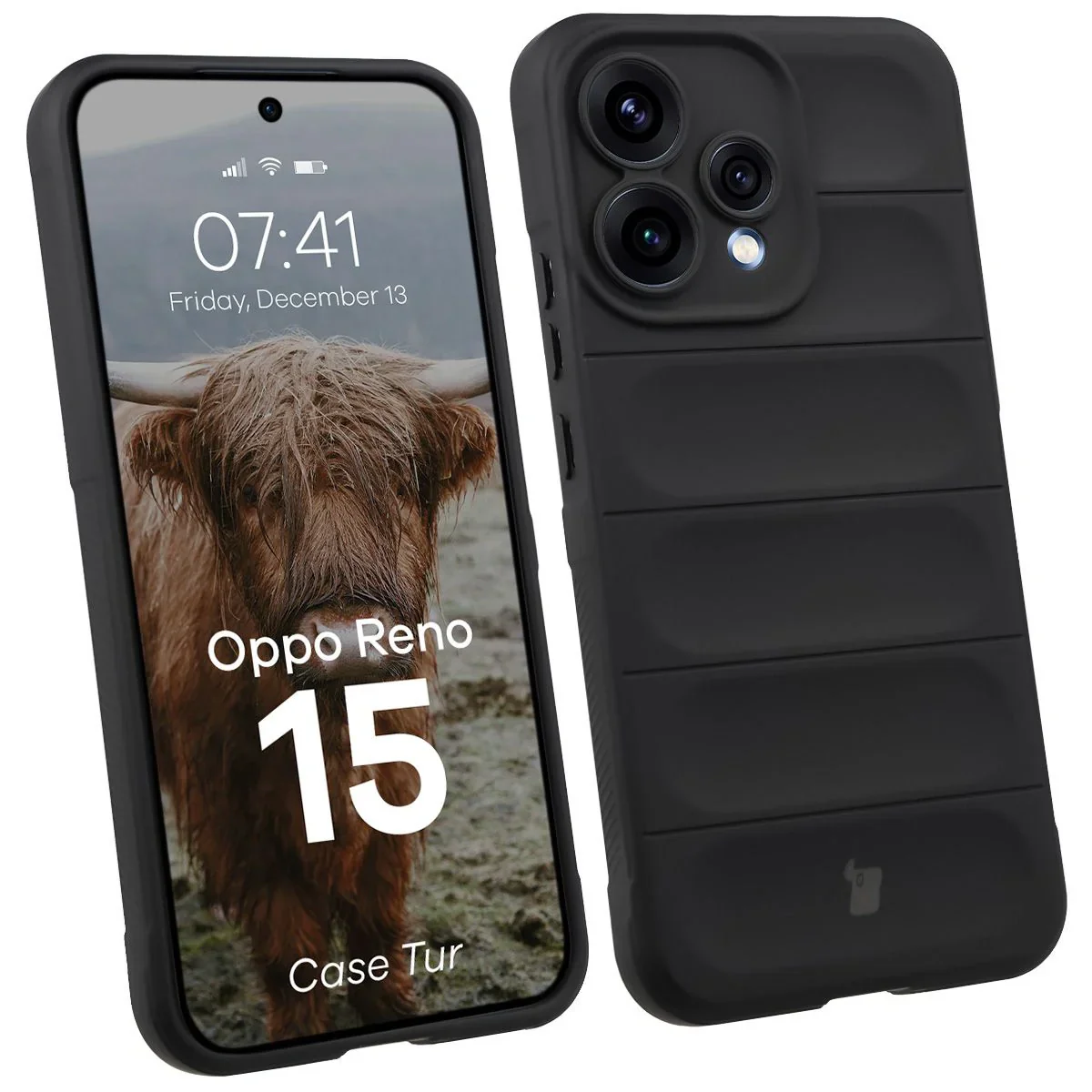 Robuste Handyhülle für Oppo Reno 15, Bizon Case Tur, Schwarz