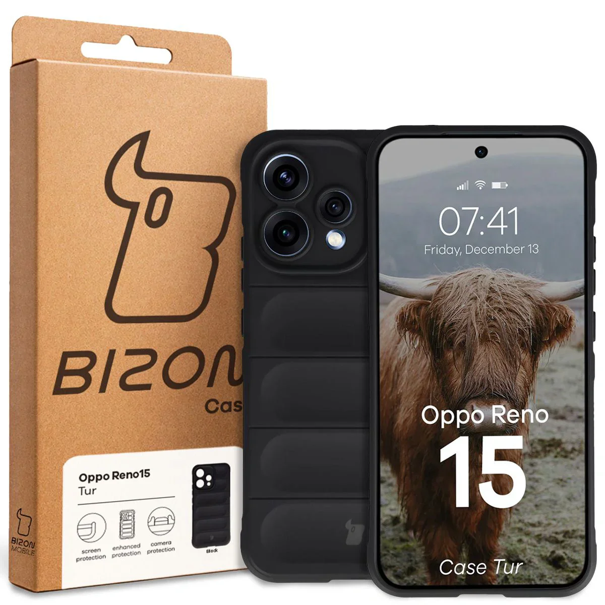 Robuste Handyhülle für Oppo Reno 15, Bizon Case Tur, Schwarz - Image 8