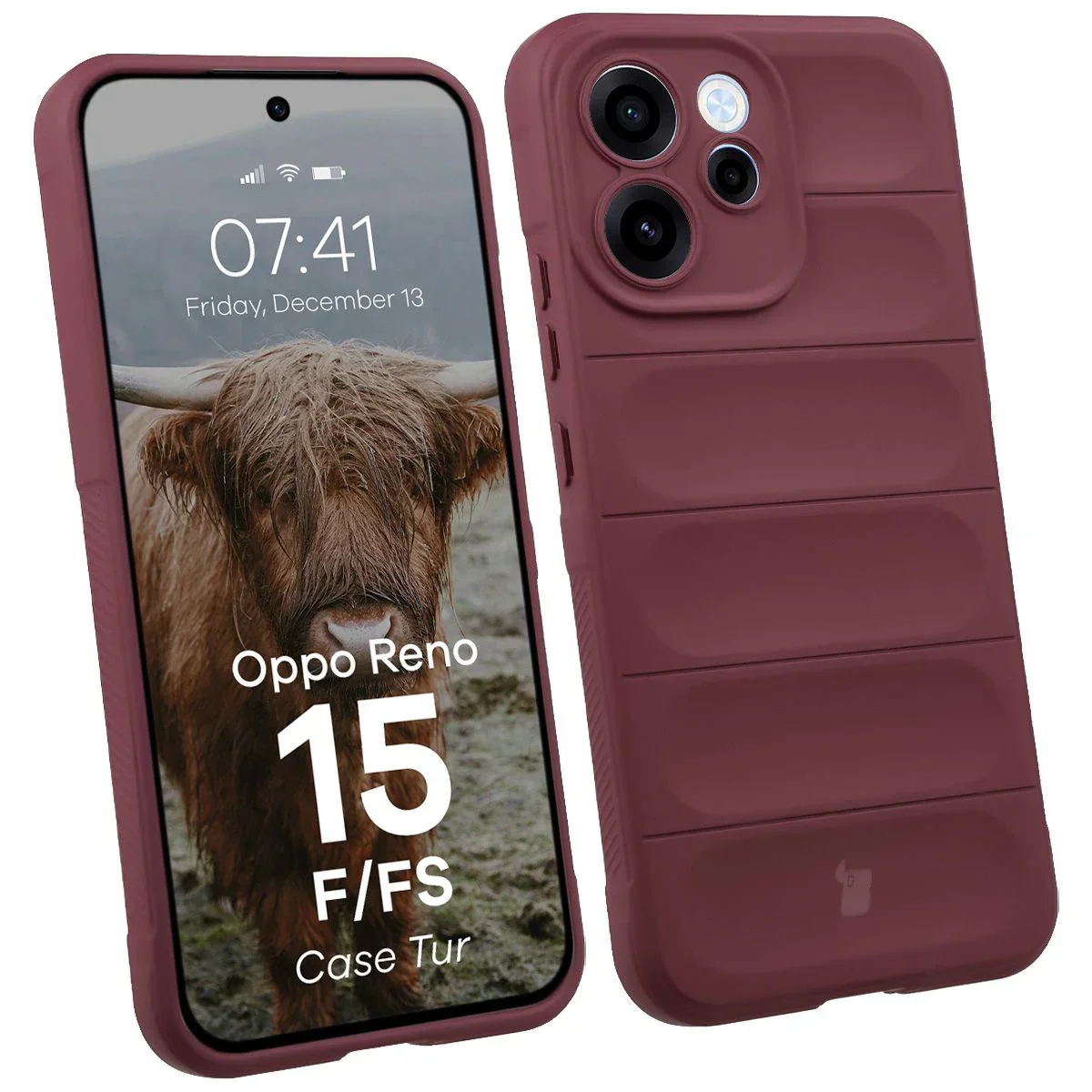 Robuste Handyhülle für Oppo Reno 15 F / FS, Bizon Case Tur, Burgunderrot