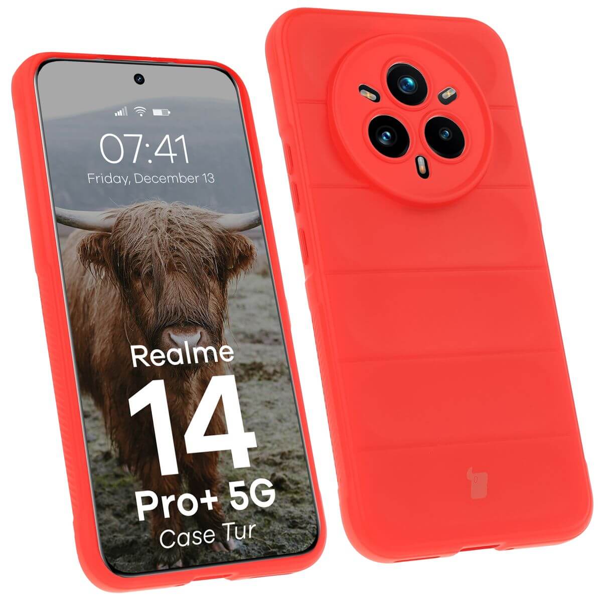 Robuste Handyhülle für Realme 14 Pro Plus 5G, Bizon Case Tur, Rot