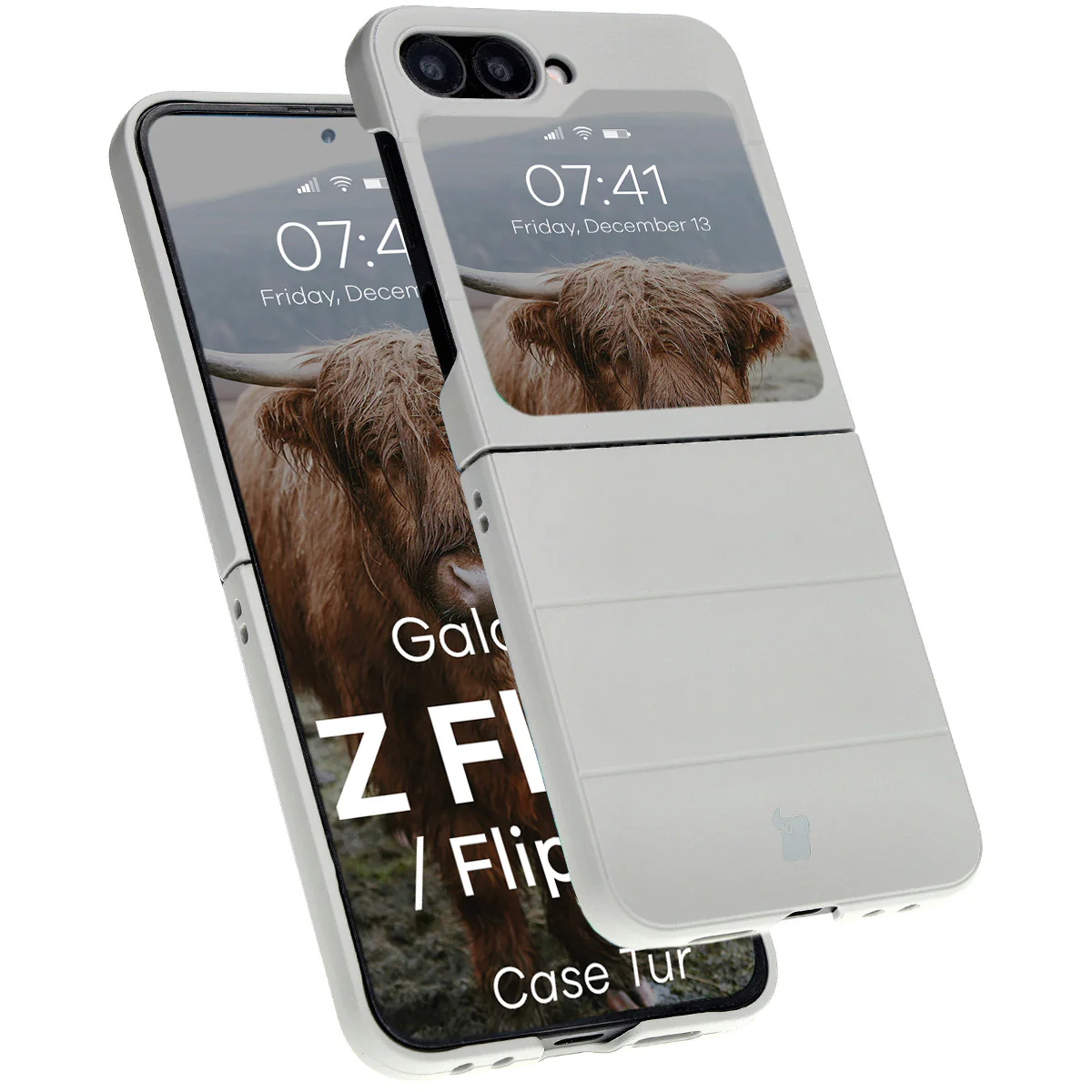 Robuste Handyhülle für Galaxy Z Flip7 FE / Z Flip6, Bizon Case Tur, Hellgrau