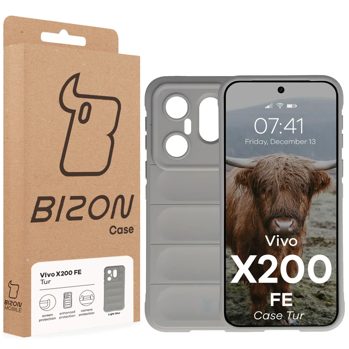 Robuste Handyhülle für Vivo X200 FE, Bizon Case Tur, Hellgrau - Image 8