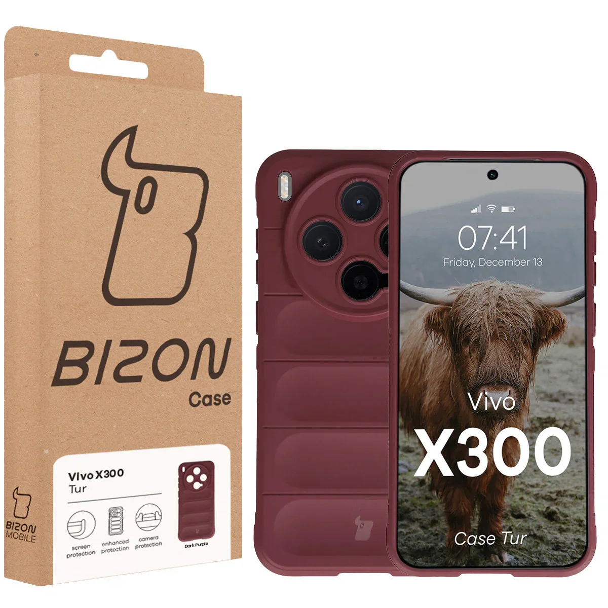Robuste Handyhülle für Vivo X300, Bizon Case Tur, Burgunderrot - Image 8