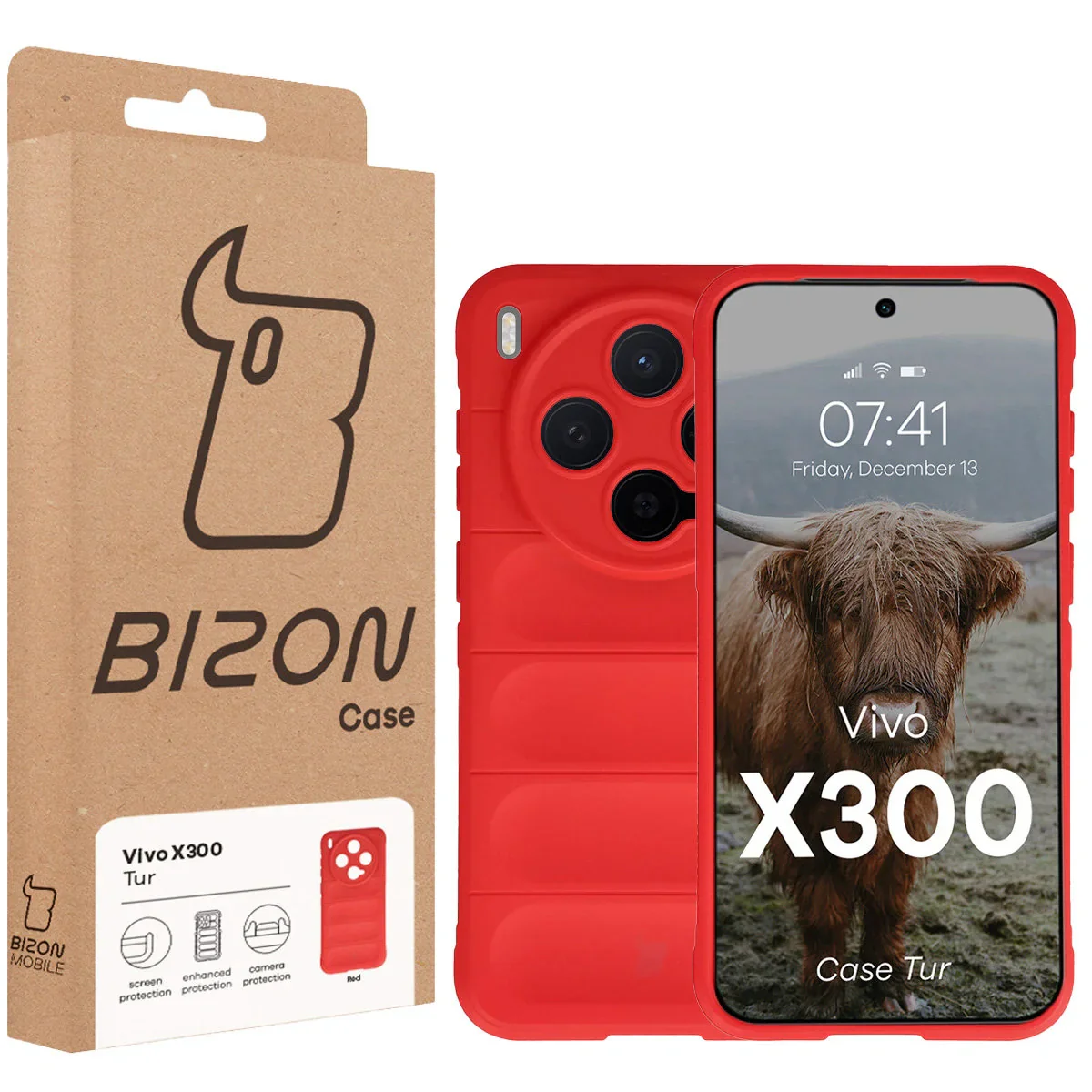Robuste Handyhülle für Vivo X300, Bizon Case Tur, Rot - Image 8
