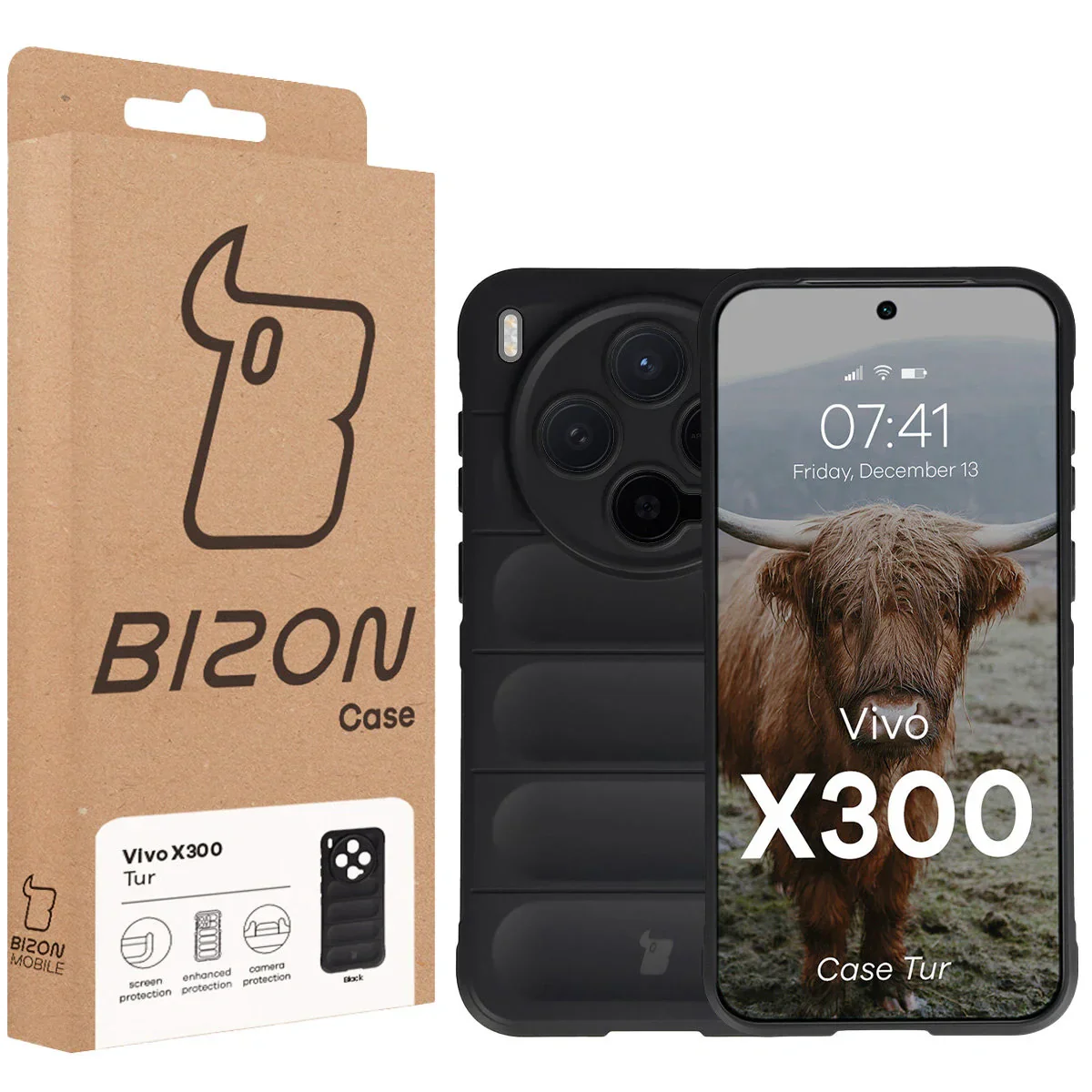 Robuste Handyhülle für Vivo X300, Bizon Case Tur, Schwarz - Image 8