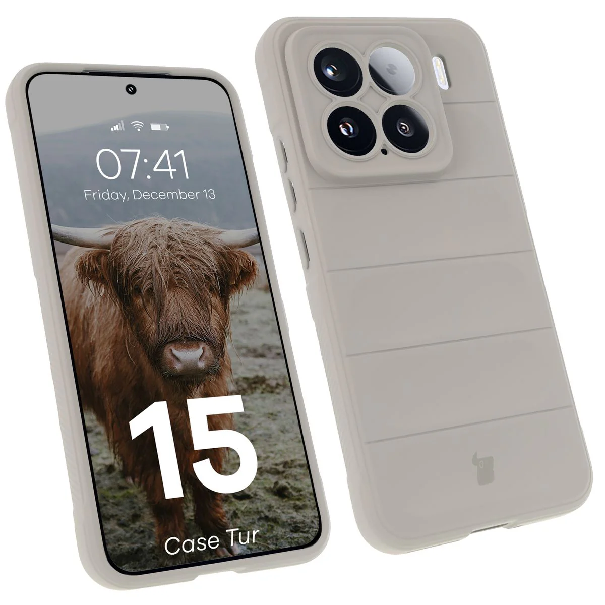 Robuste Handyhülle für Xiaomi 15, Bizon Case Tur, Hellgrau
